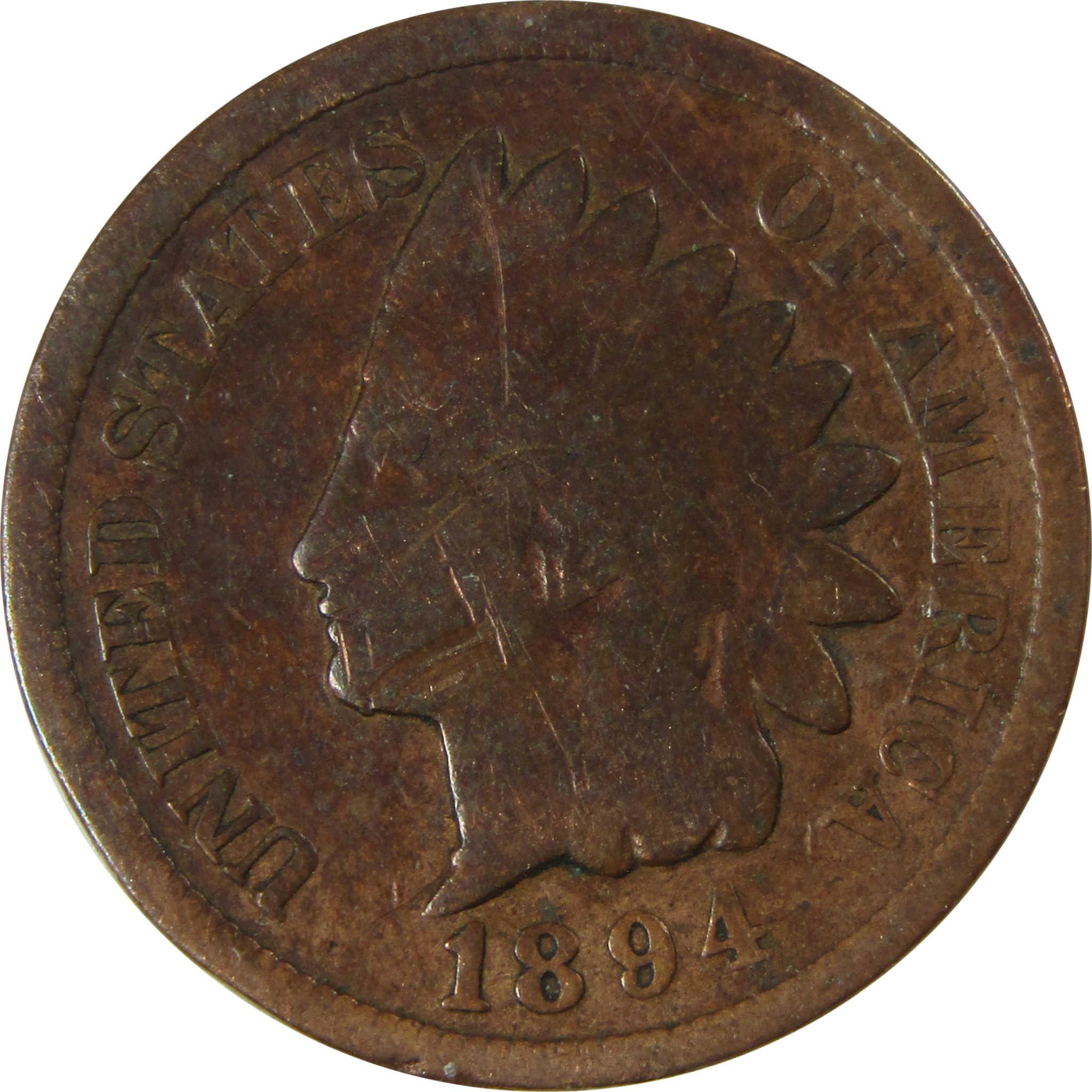 1894 Indian Head Cent G Good Details Penny 1c Coin SKU:I26560