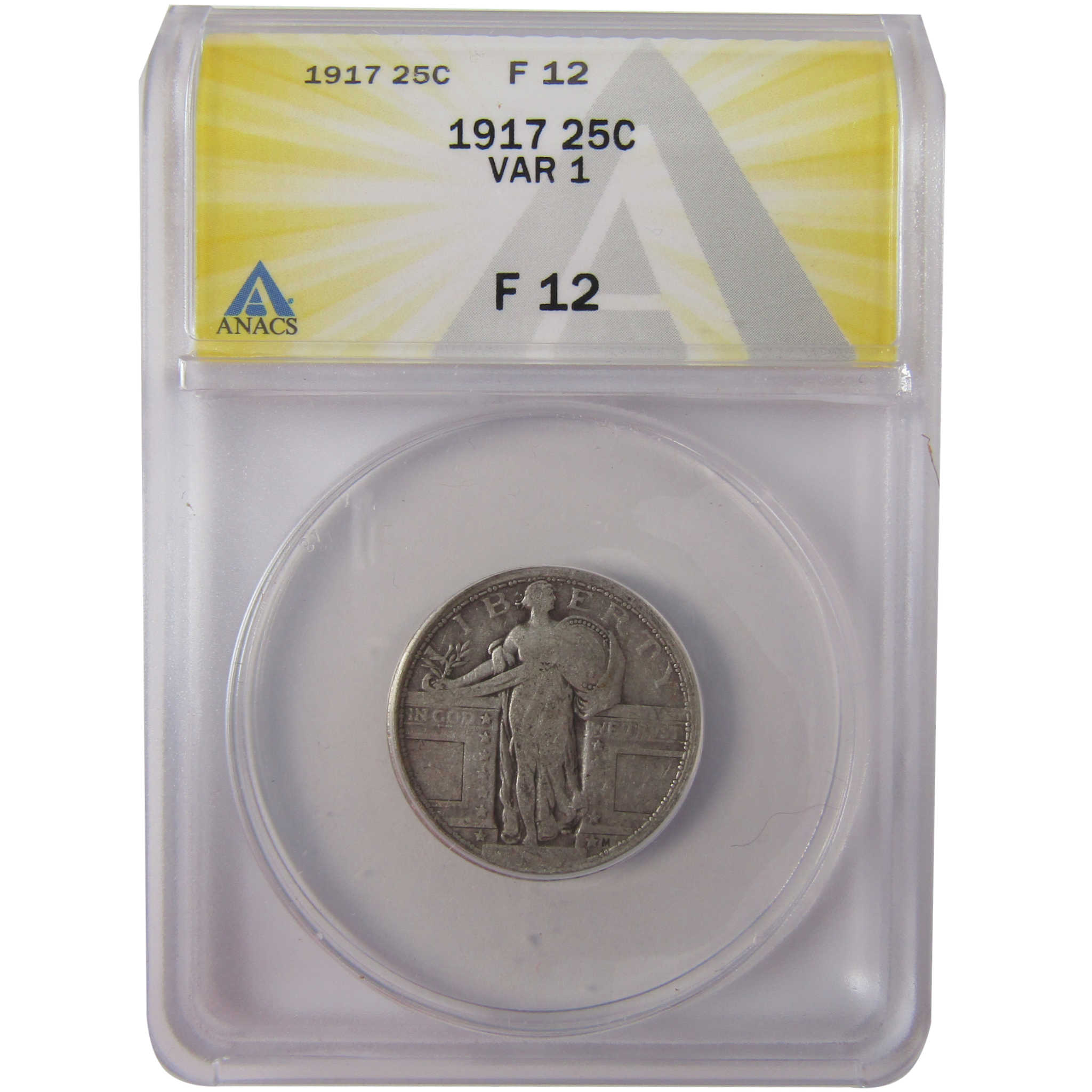 1917 Type 1 Standing Liberty Silver Quarter F 12 ANACS SKU:I25603