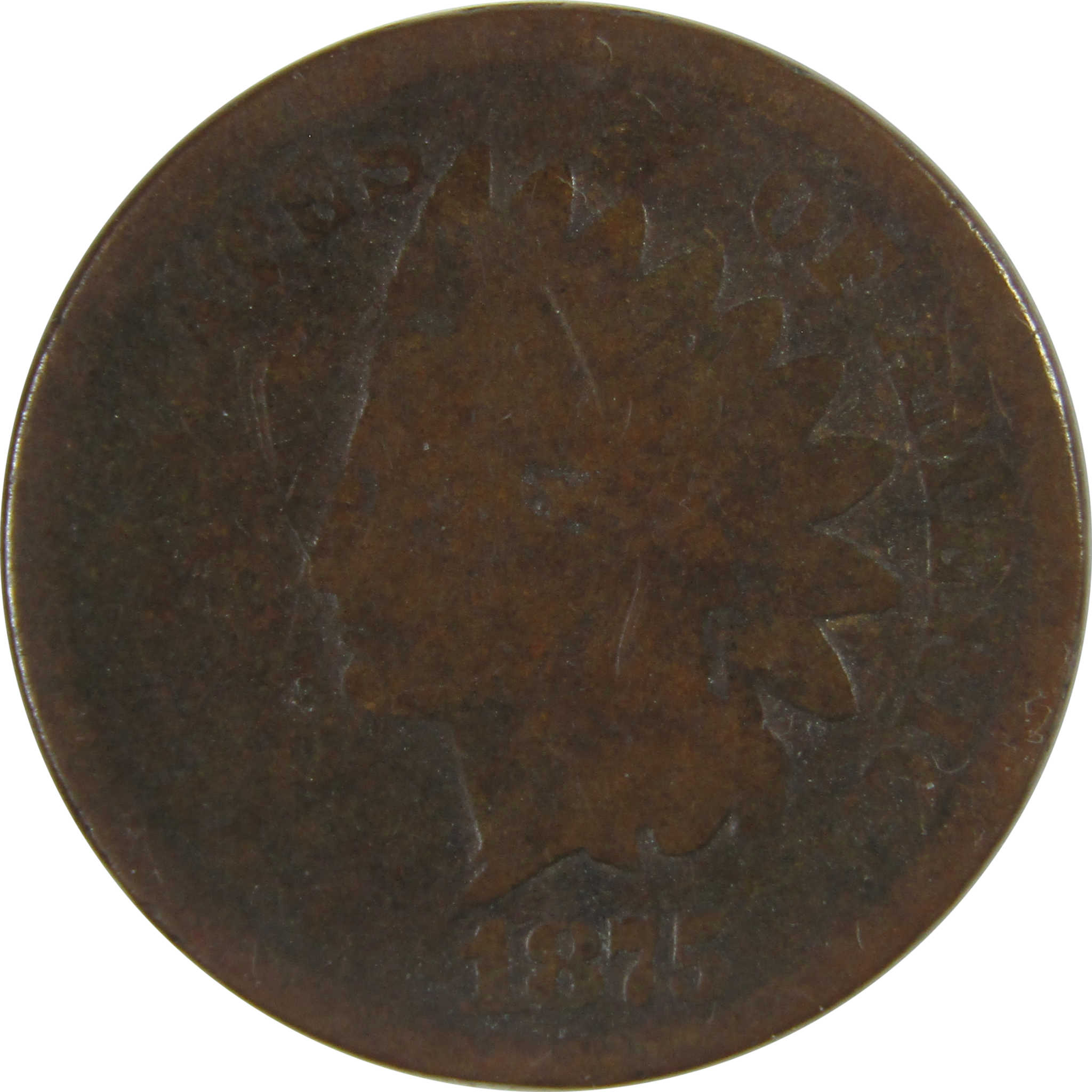 1875 Indian Head Cent AG About Good Penny 1c Coin SKU:I22742
