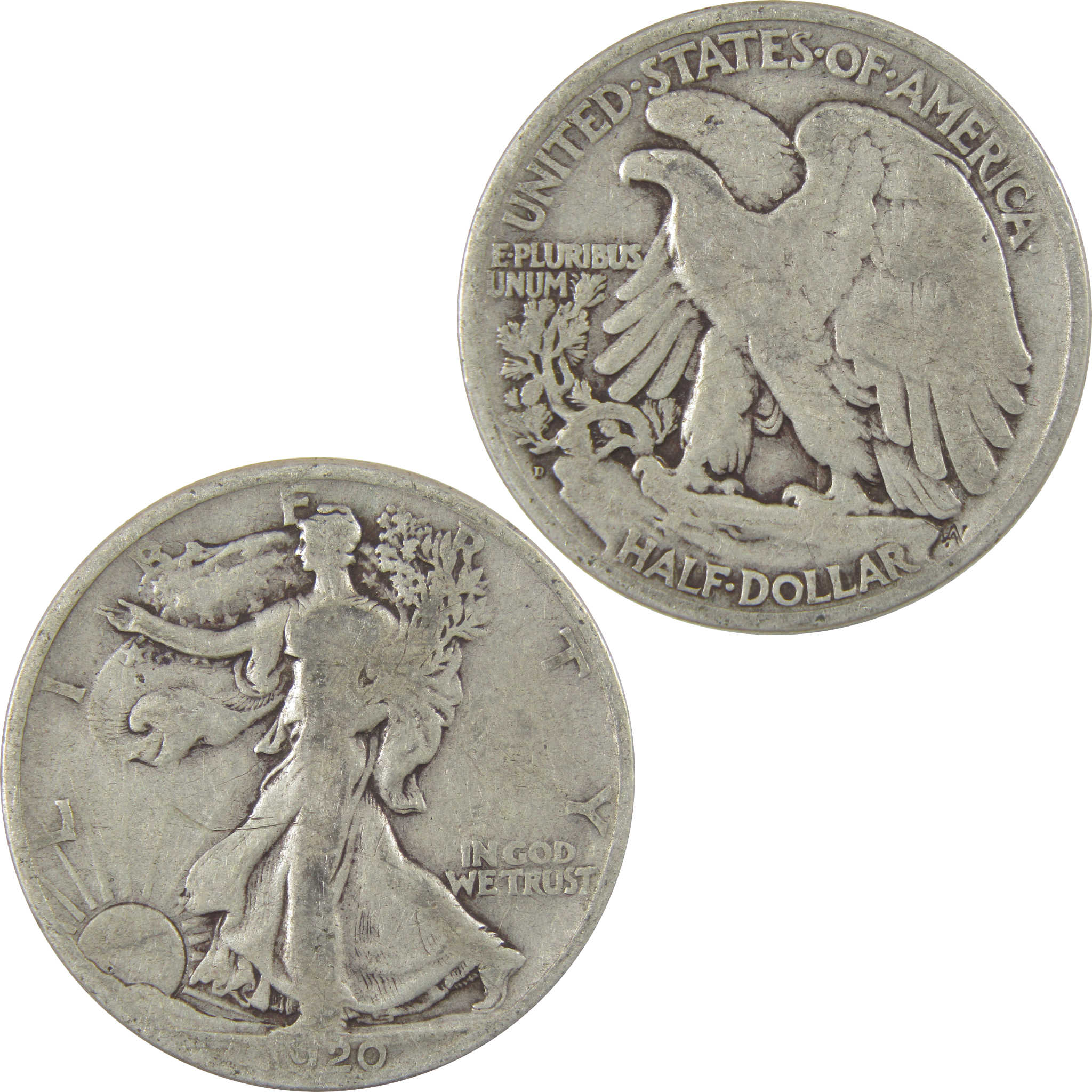 1920 D Liberty Walking Silver Half Dollar VG Very Good Coin SKU:I24150