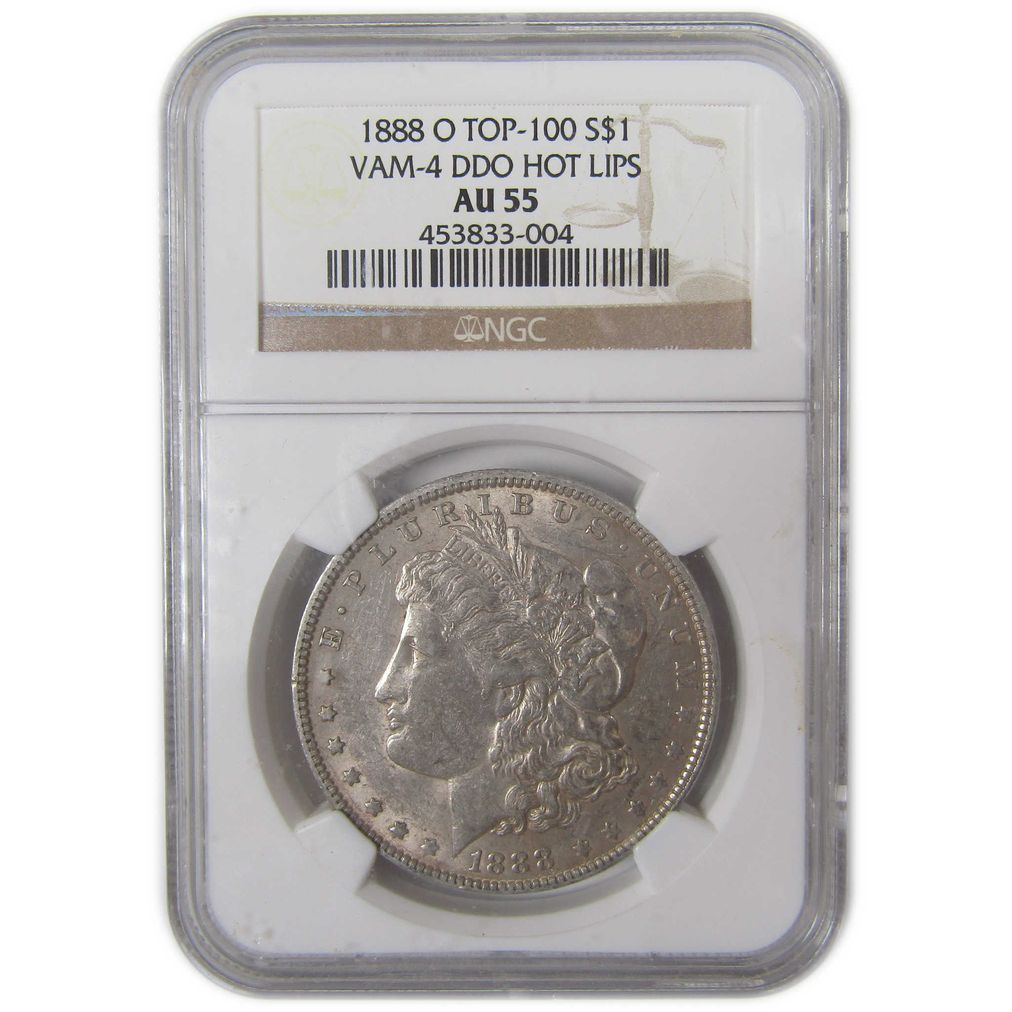 1888 O VAM-4 DDO Hot Lips Top 100 Morgan Dollar AU 55 NGC SKU:I17173 - Morgan coin - Morgan silver dollar - Morgan silver dollar for sale - Profile Coins &amp; Collectibles