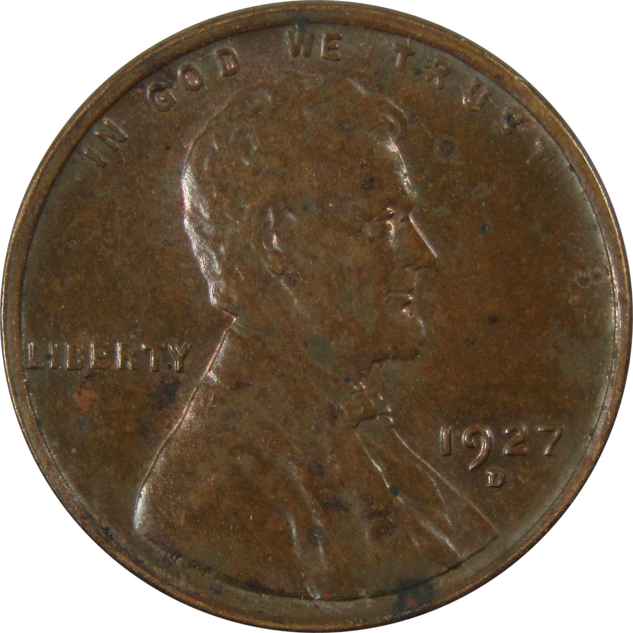 1927 D Lincoln Wheat Cent AU About Uncirculated Penny SKU:I26652
