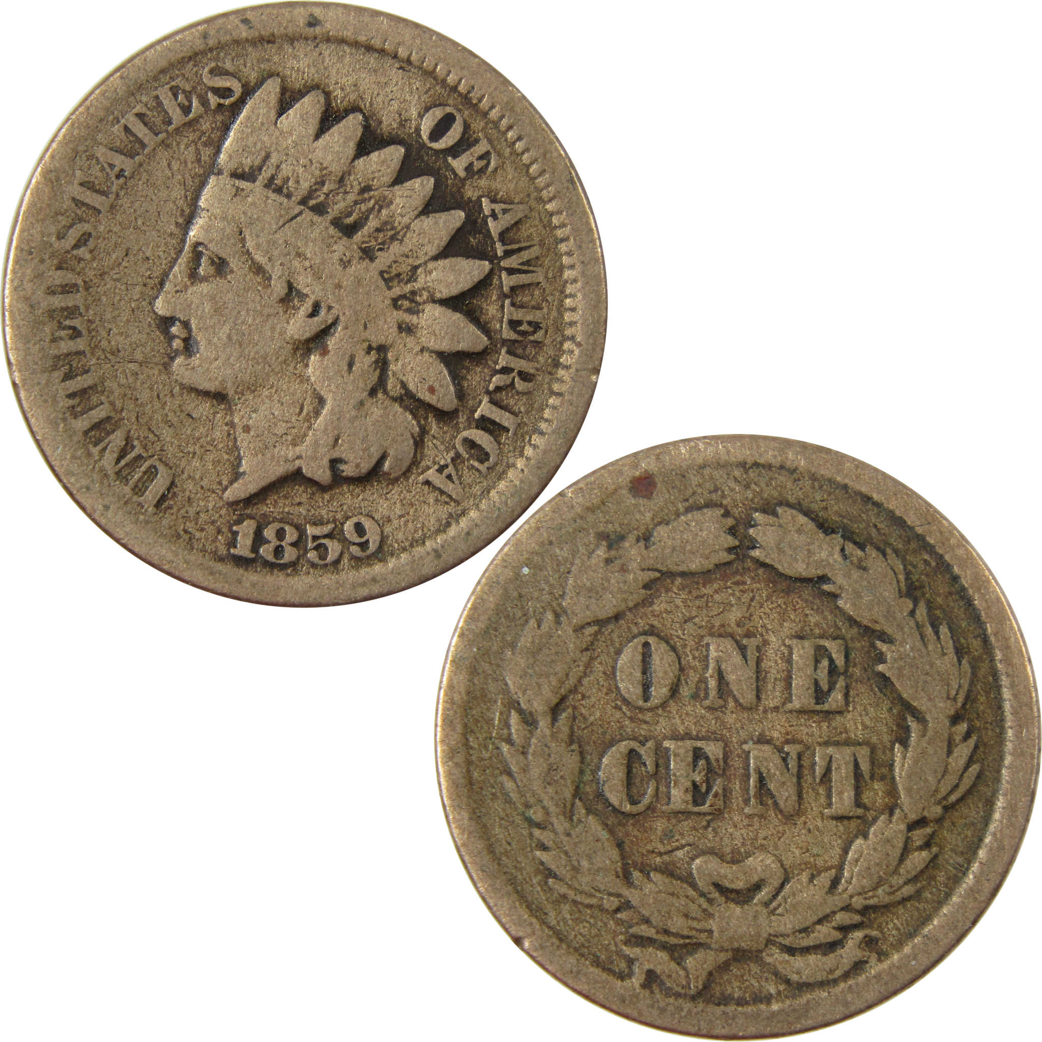 1859 Indian Head Cent G Good Penny 1c Coin Collectible SKU:CP1255