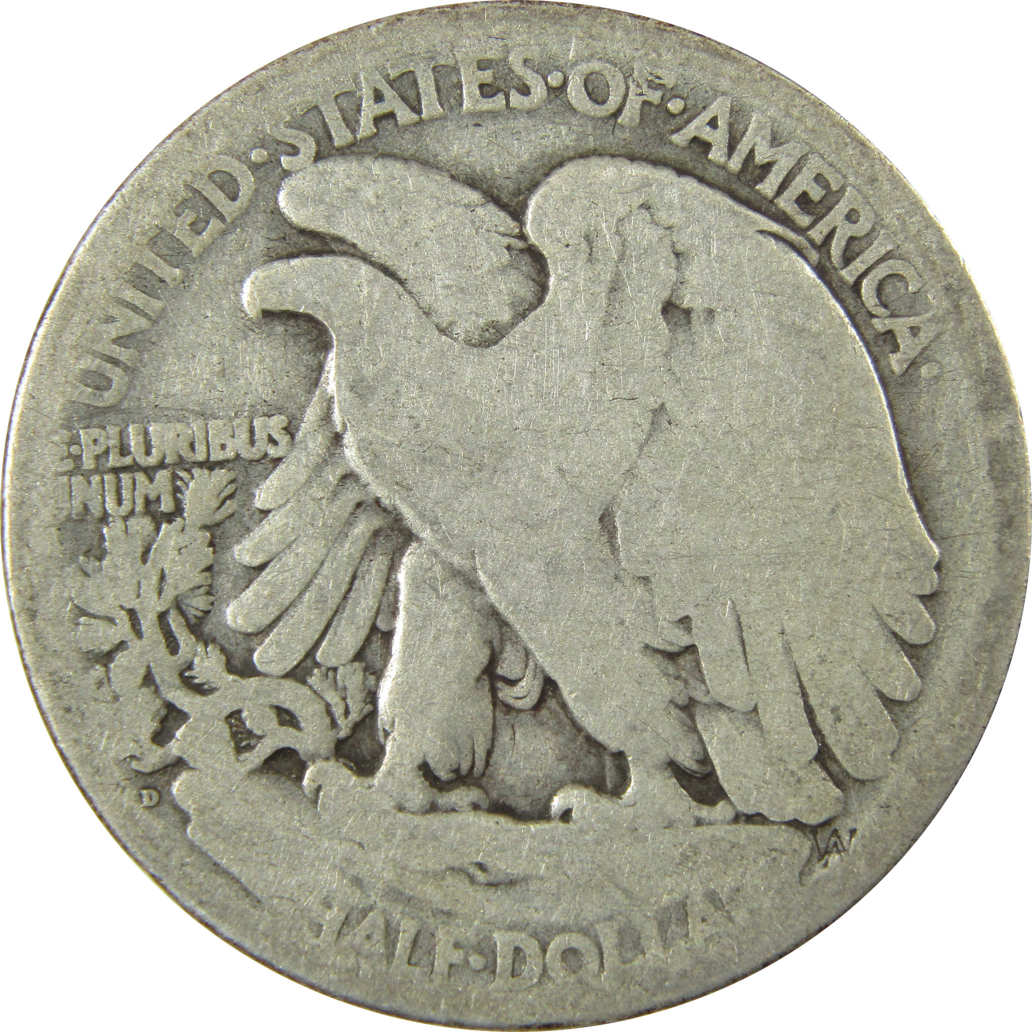 1919 D Liberty Walking Silver Half Dollar AG About Good SKU:CP1422