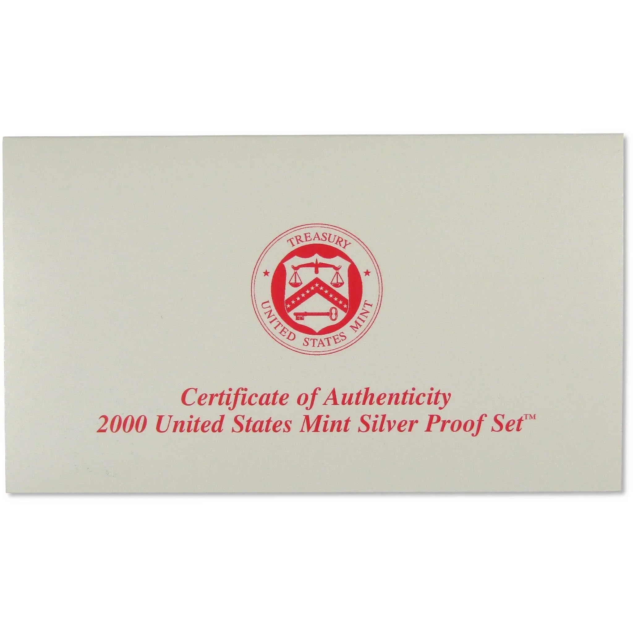 2000 Silver Proof Set U.S. Mint Original Government Packaging OGP COA