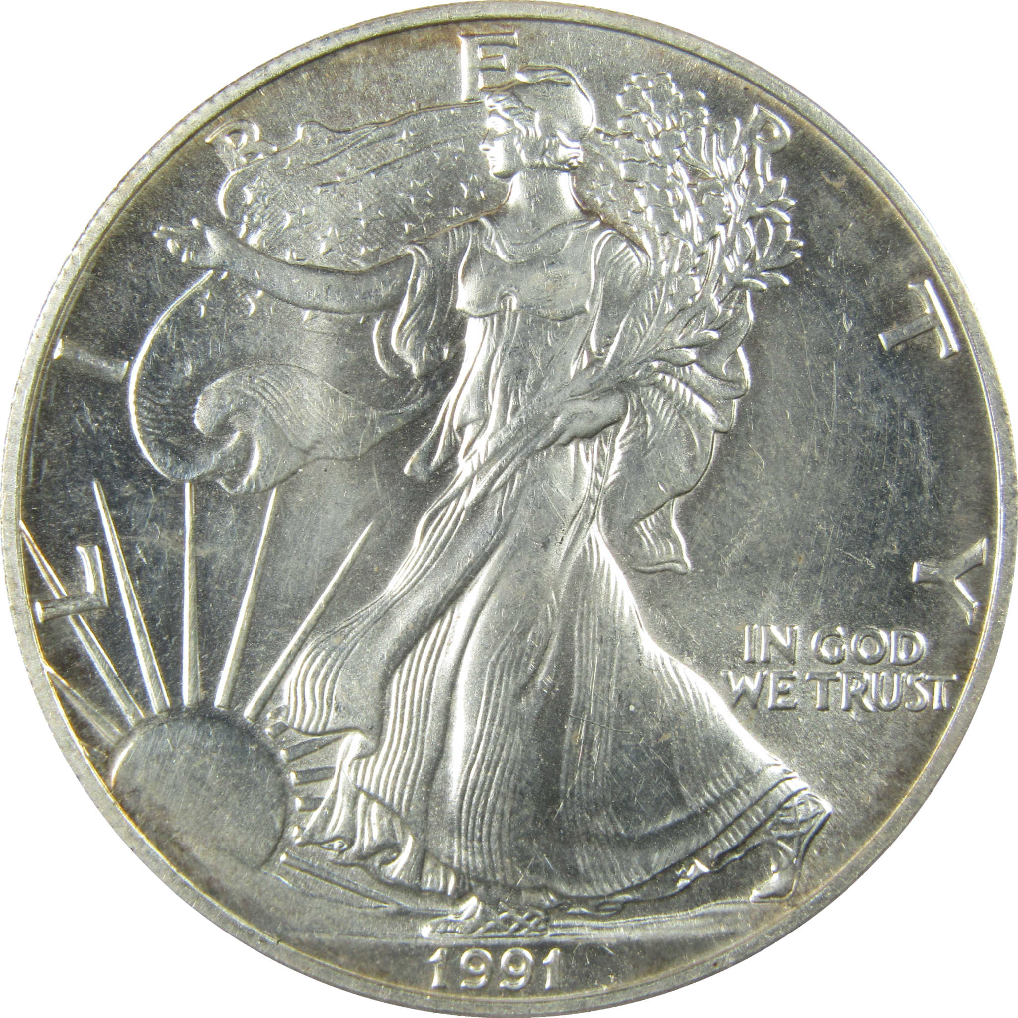 1991 American Silver Eagle Uncirculated Mint State $1 Coin SKU:CP1527