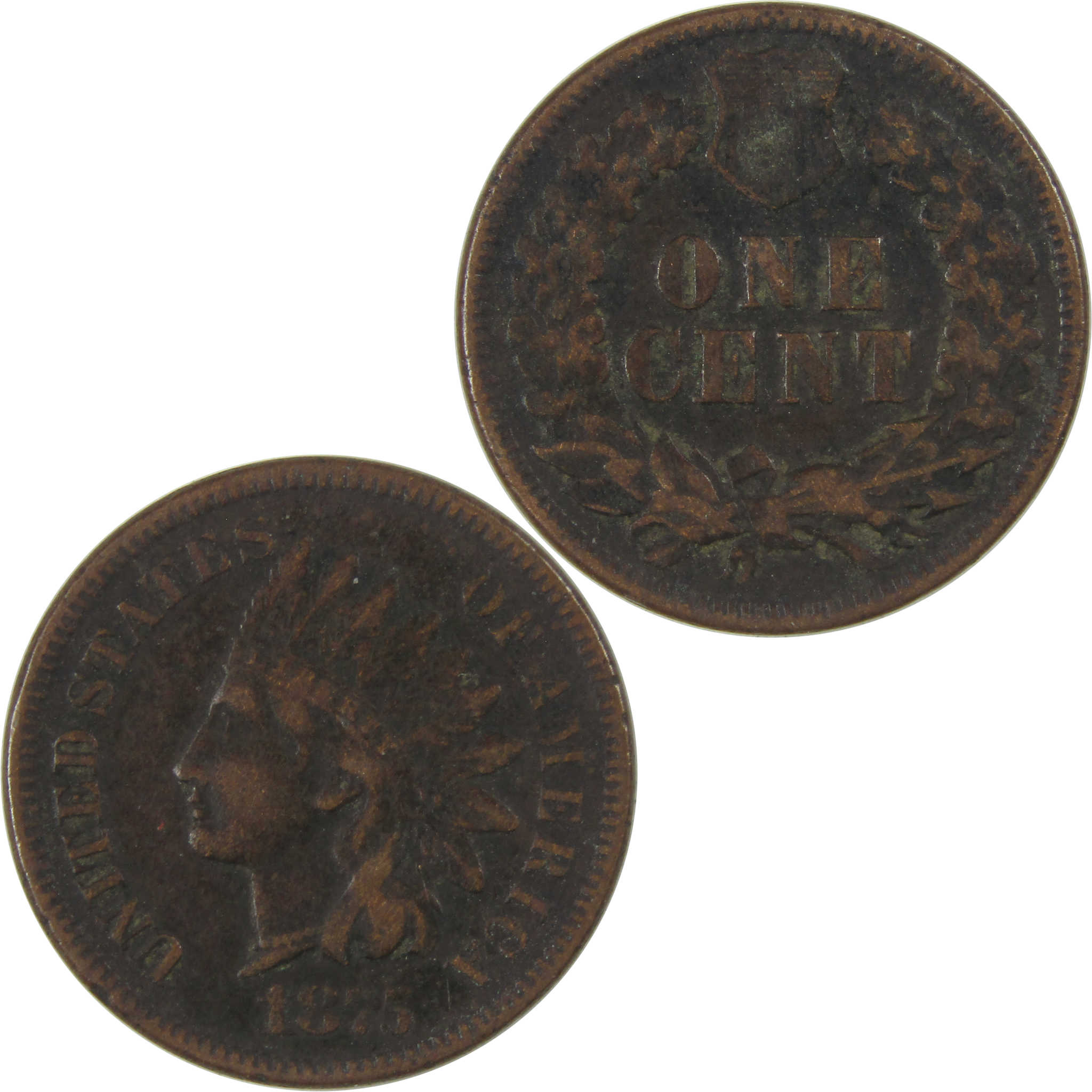 1875 Indian Head Cent F Fine Penny 1c Coin SKU:I23265