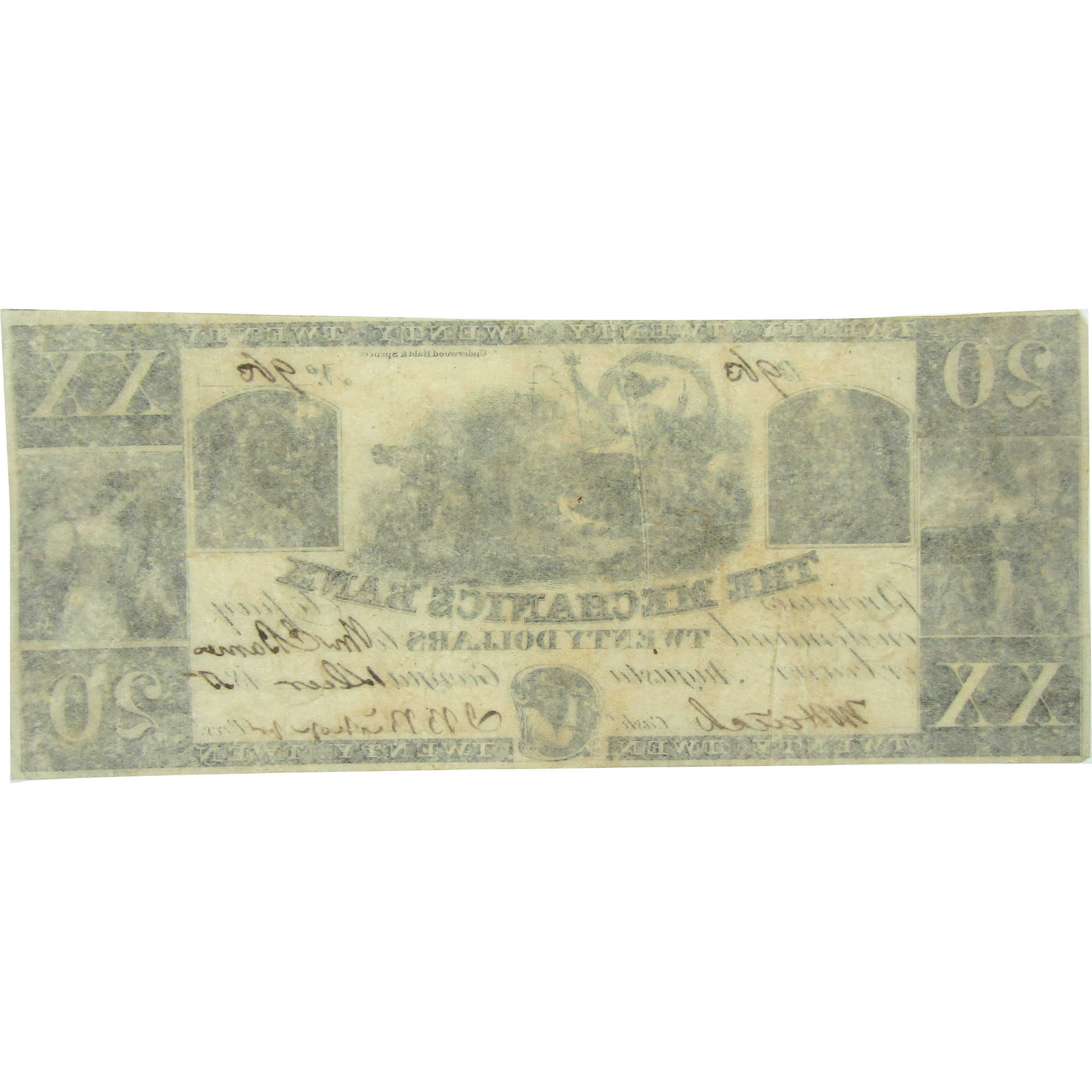 $20 Mechanics Bank of Augusta GA Obsolete Currency Note