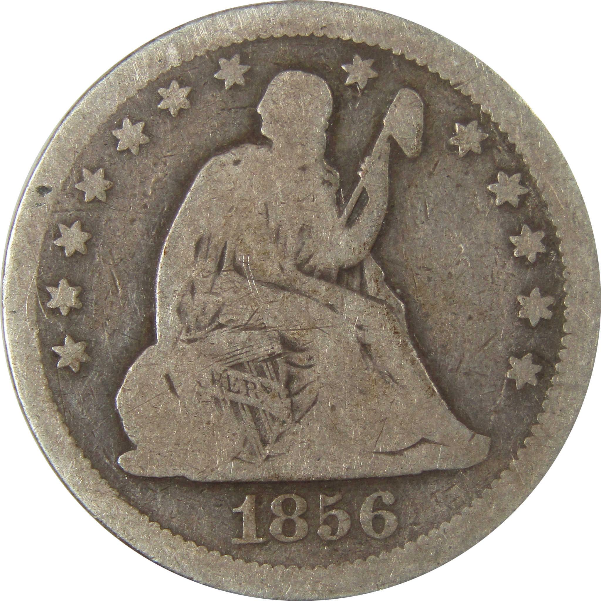 1856 Seated Liberty Silver Quarter VG Very Good 25c Coin SKU:I25395
