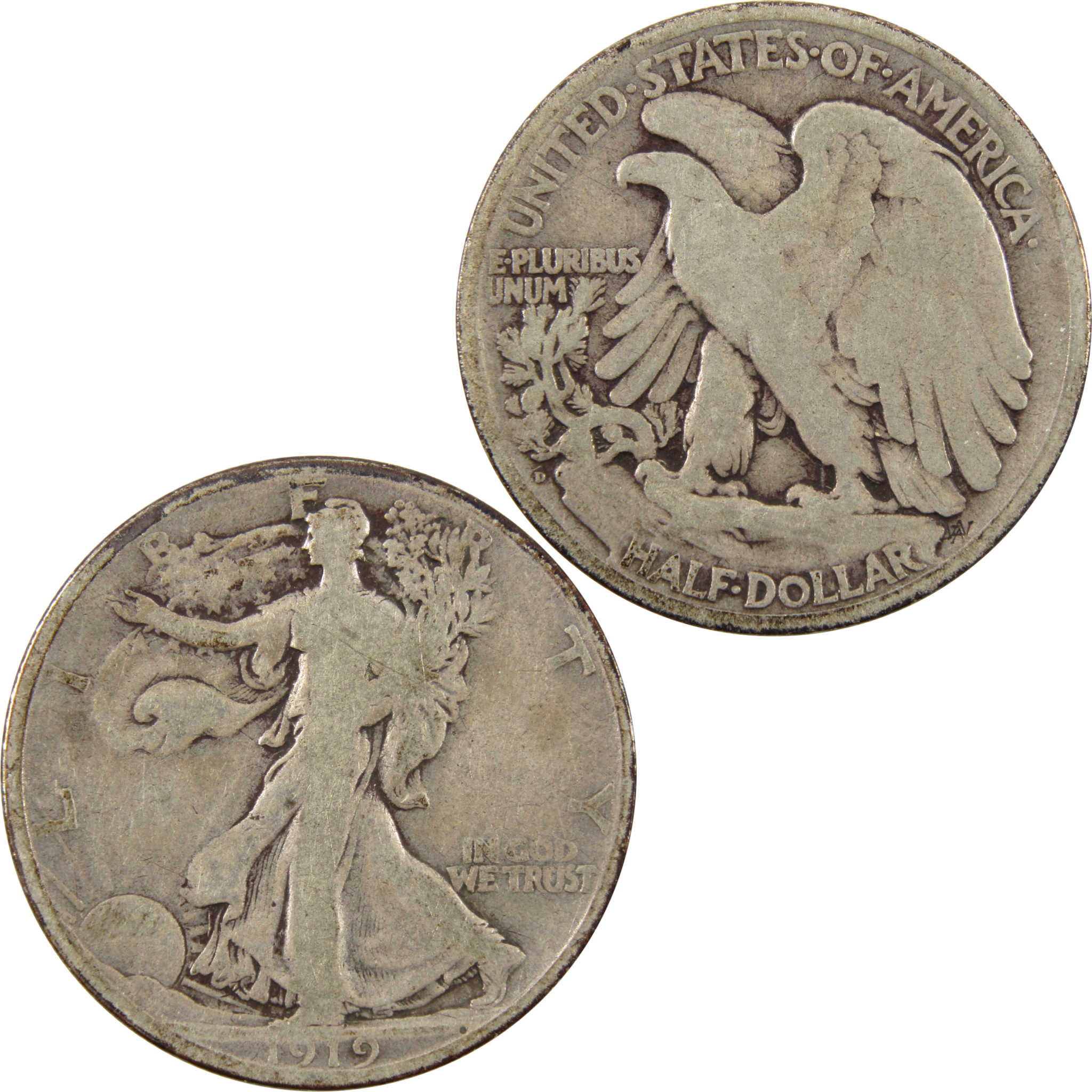 1919 D Liberty Walking Half Dollar VG Very Good 90% Silver SKU:I10739