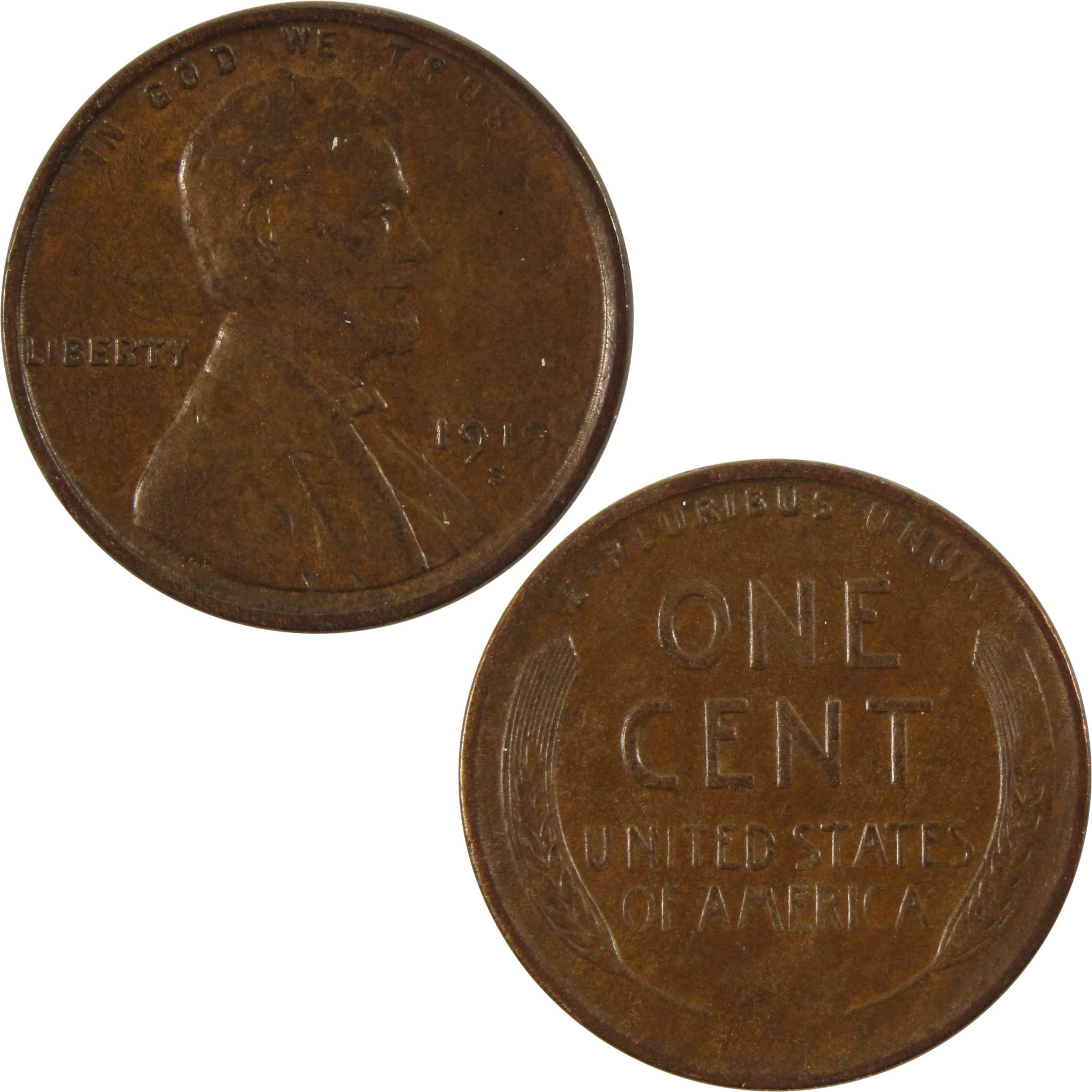 1919 S Lincoln Wheat Cent XF EF Extremely Fine Penny 1c Coin SKU:I9935