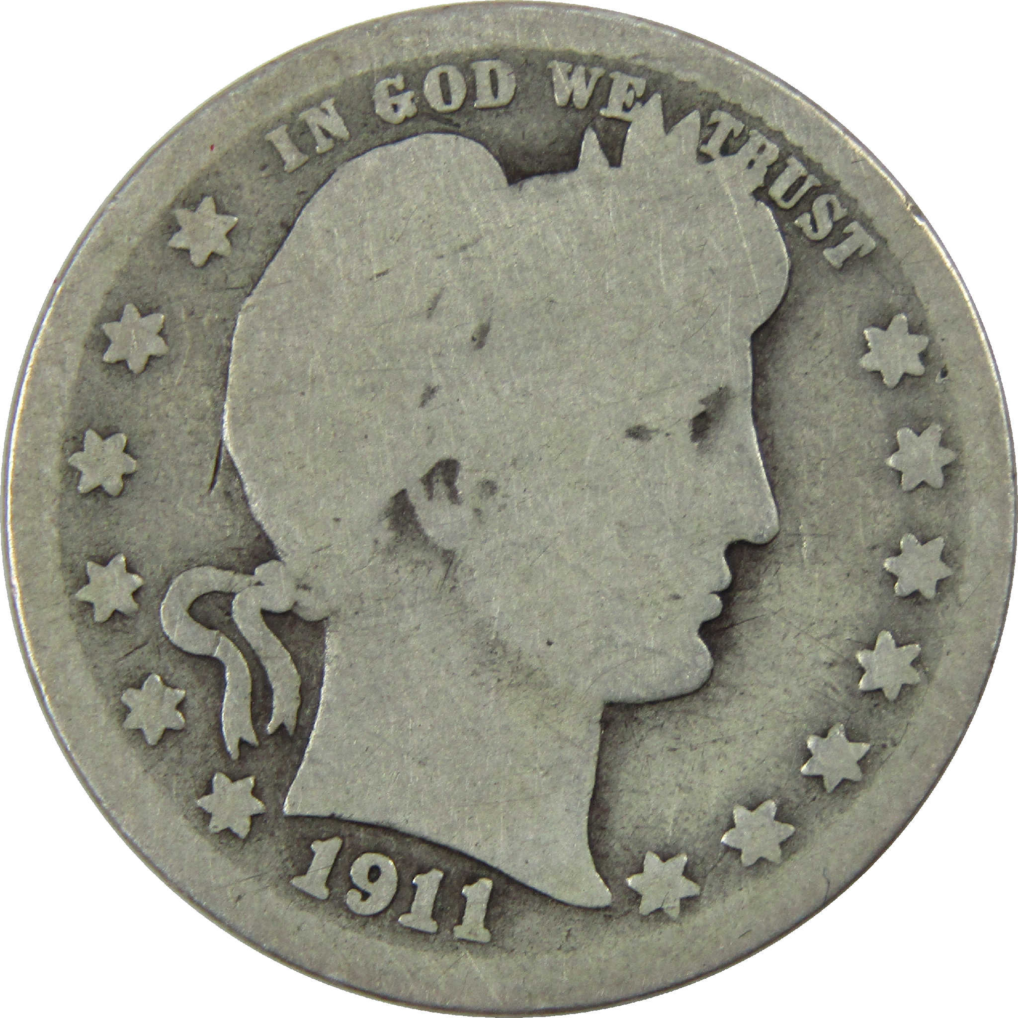 1911 D Barber Quarter AG About Good Silver 25c Coin SKU:I12199