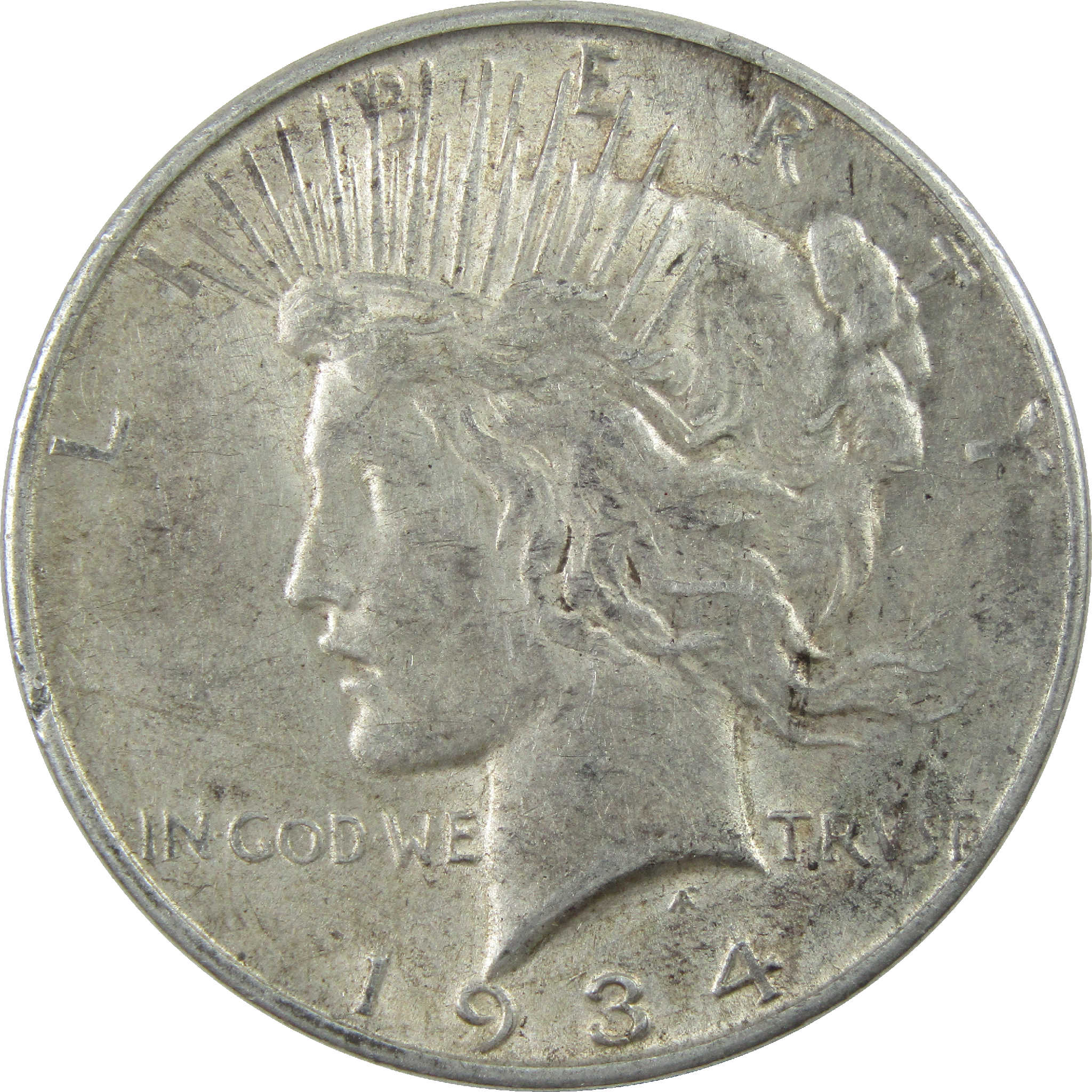 1934 D Peace Dollar XF EF Extremely Fine Silver $1 Coin SKU:I11813