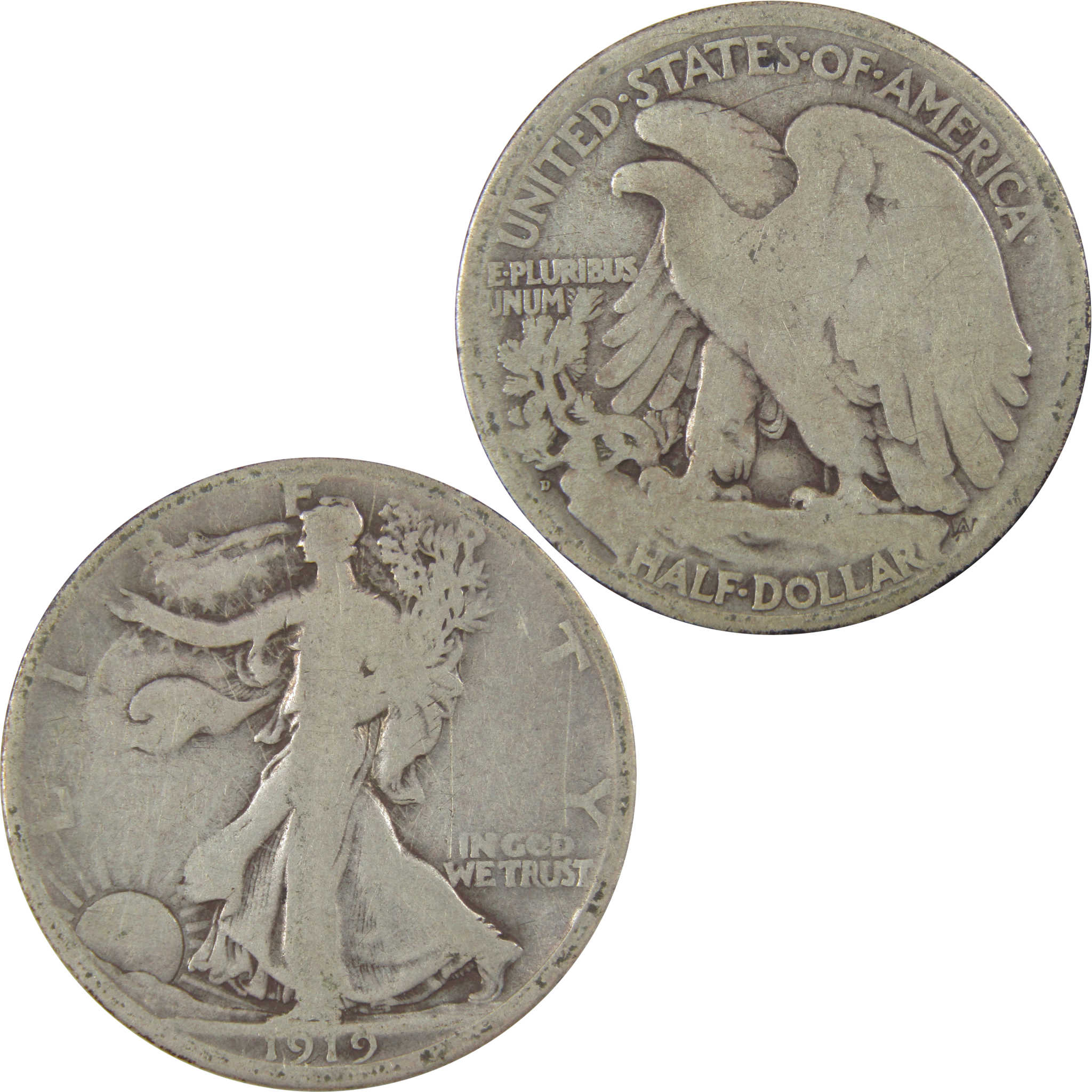 1919 D Liberty Walking Silver 50c VG Very Good Details SKU:I24130