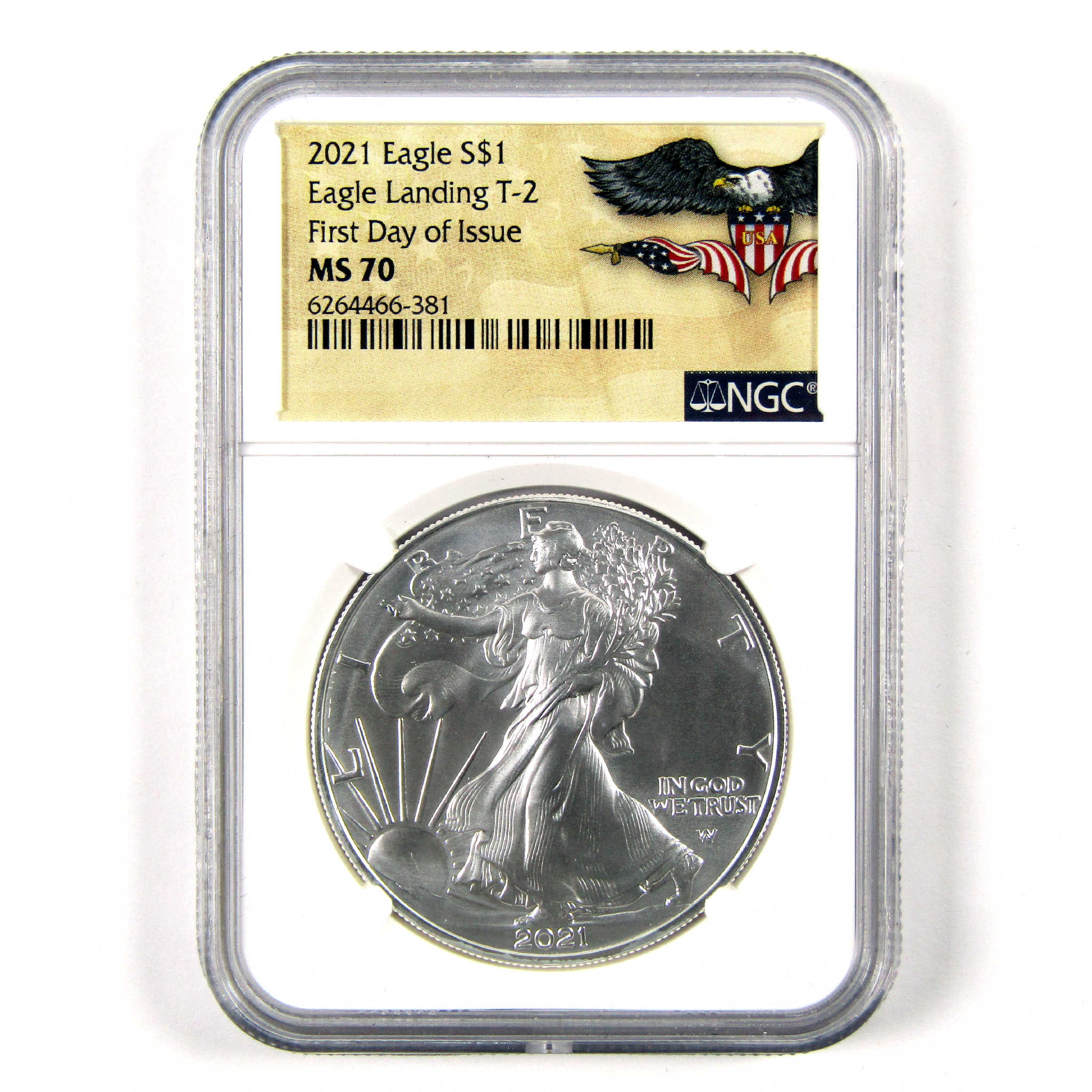 2021 T2 American Silver Eagle MS 70 NGC $1 Unc 1st Day SKU:CPC6437