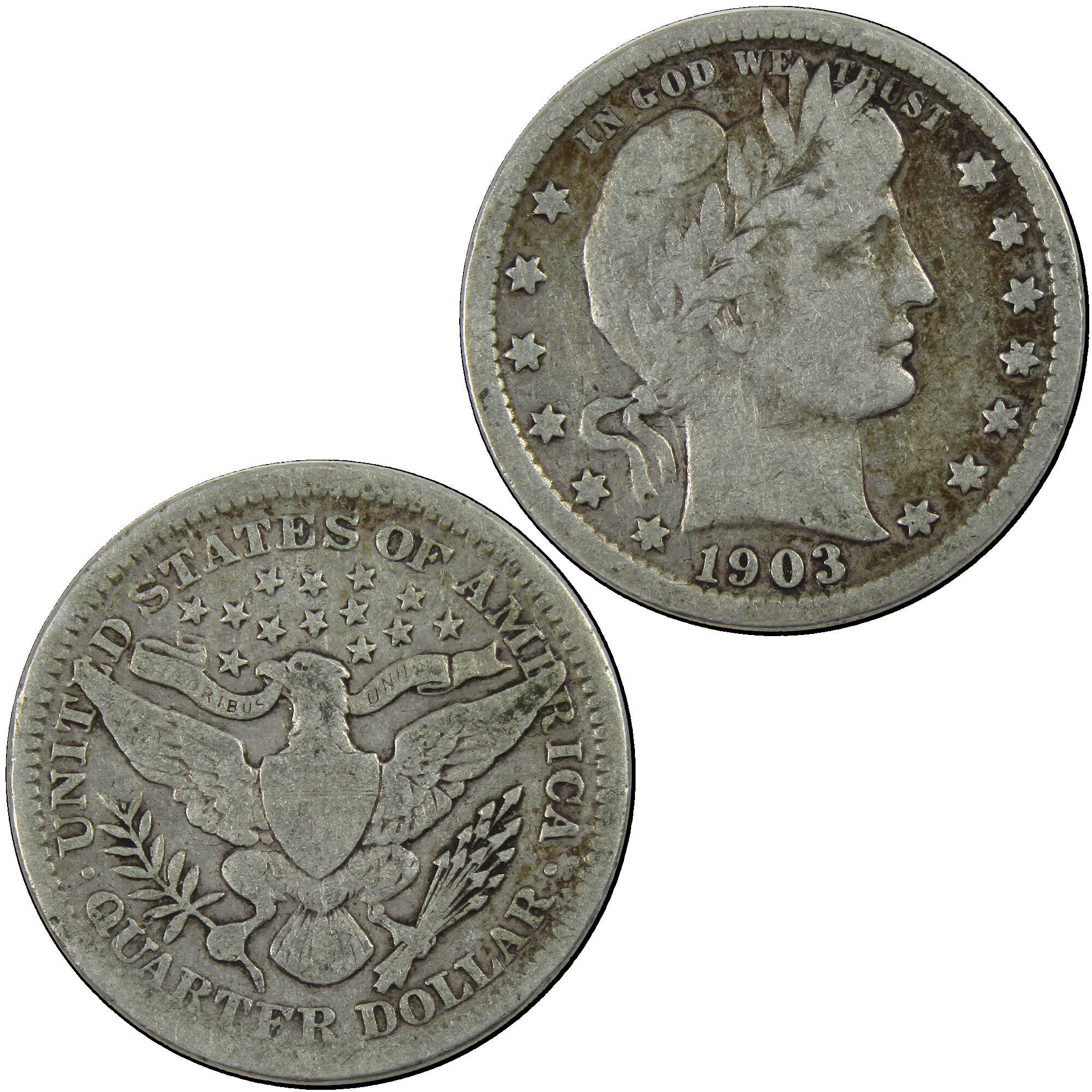 1903 Barber Quarter VG Very Good Silver 25c Coin SKU:I12741