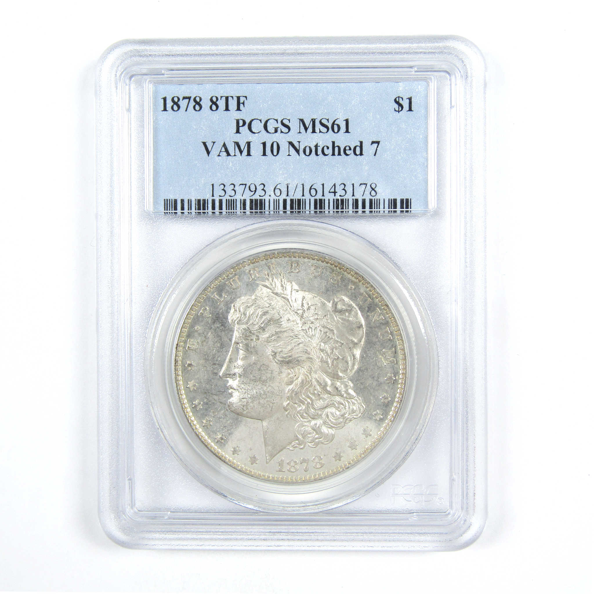 1878 8TF VAM-10 Notched 7 Morgan Dollar MS 61 PCGS Silver SKU:CPC7344 - Morgan coin - Morgan silver dollar - Morgan silver dollar for sale - Profile Coins &amp; Collectibles