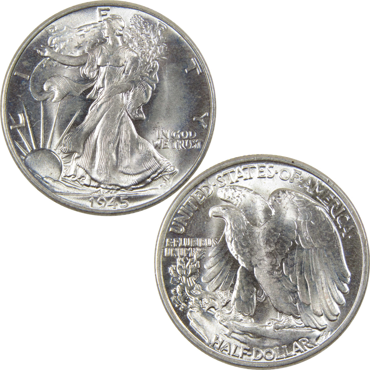 1945 Liberty Walking Silver 50c CH AU Choice About Uncirculated