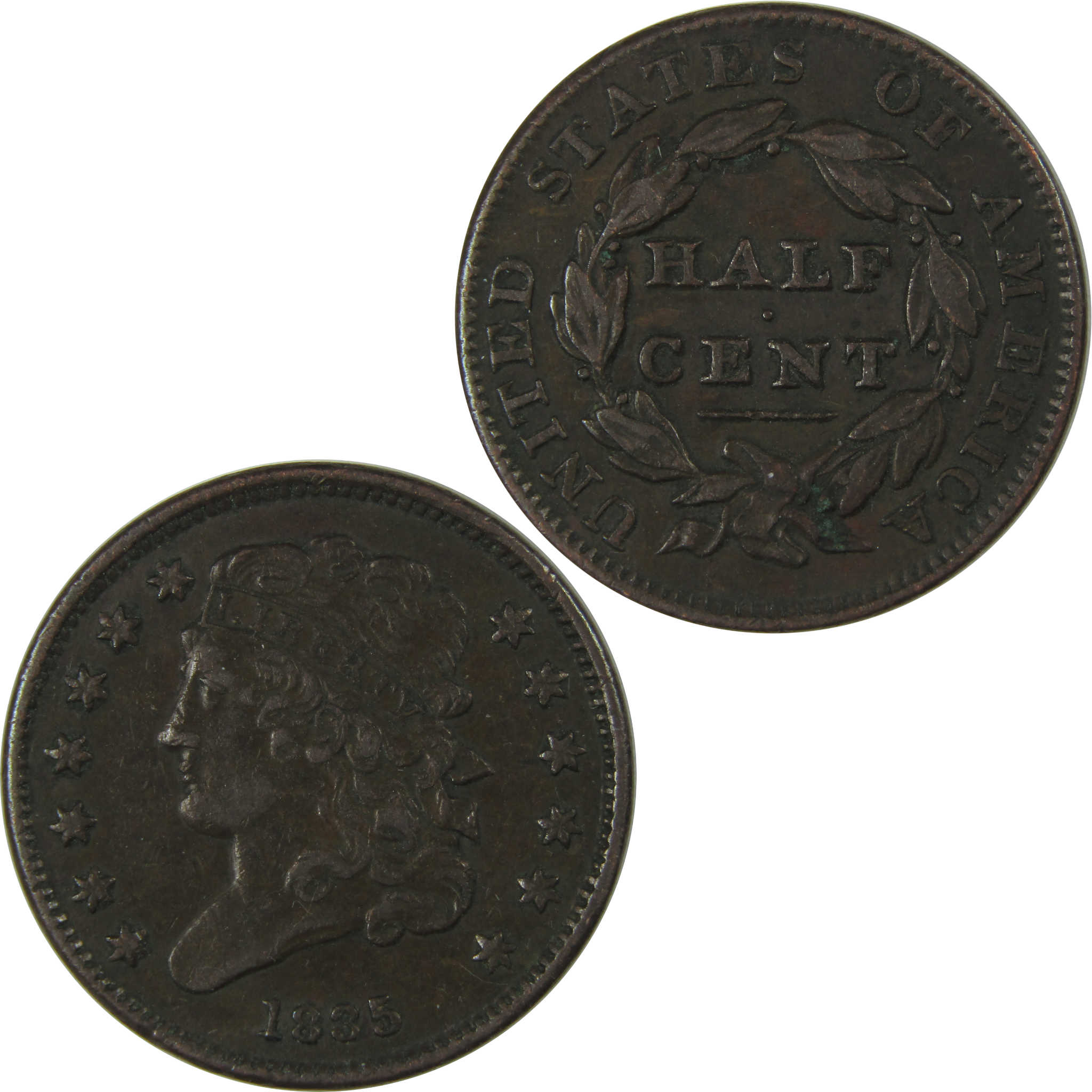 1835 Classic Head Copper Half Cent XF EF Extremely Fine SKU:I23881