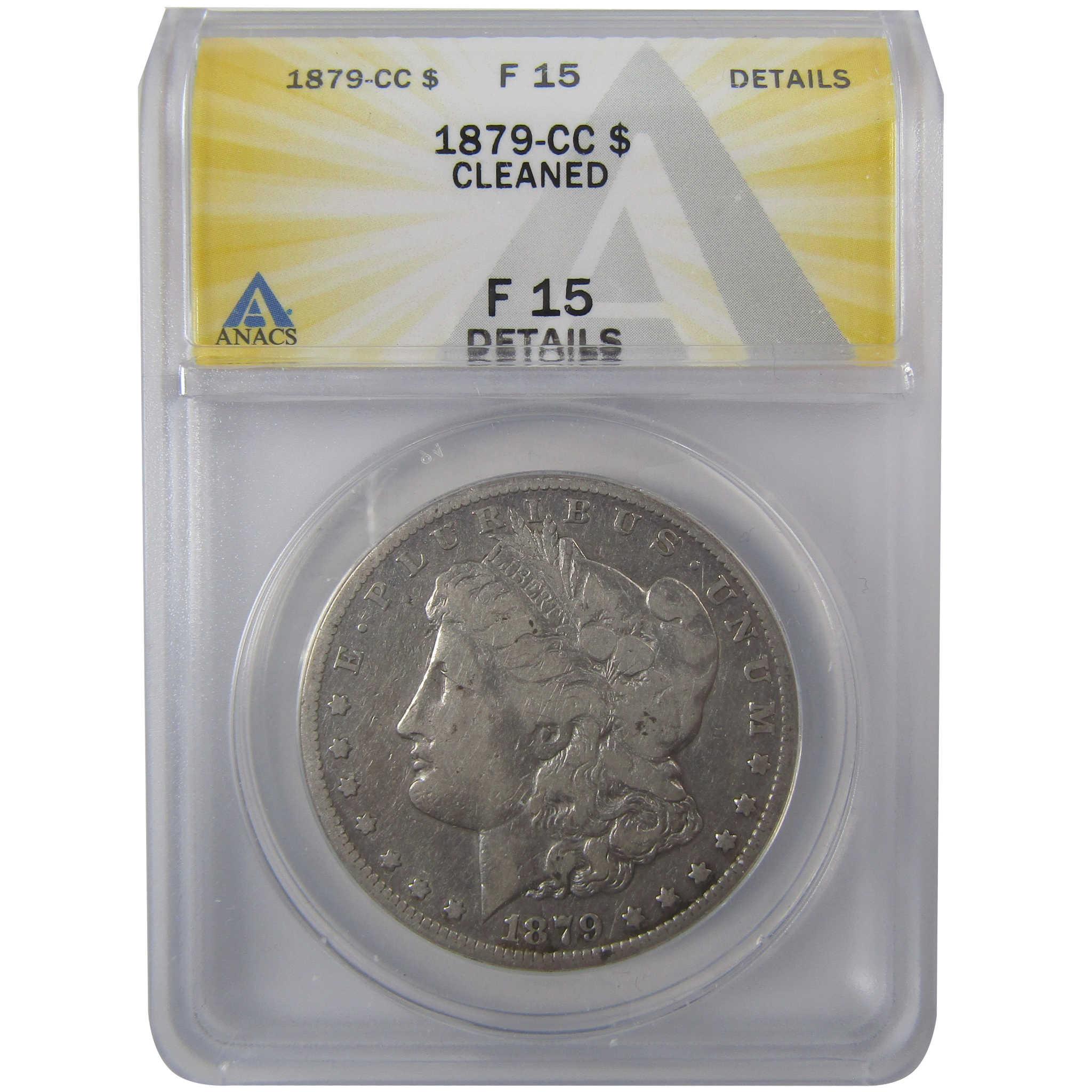 1879 CC Morgan Silver Dollar F 15 Details ANACS $1 Coin SKU:I24439 - Morgan coin - Morgan silver dollar - Morgan silver dollar for sale - Profile Coins &amp; Collectibles