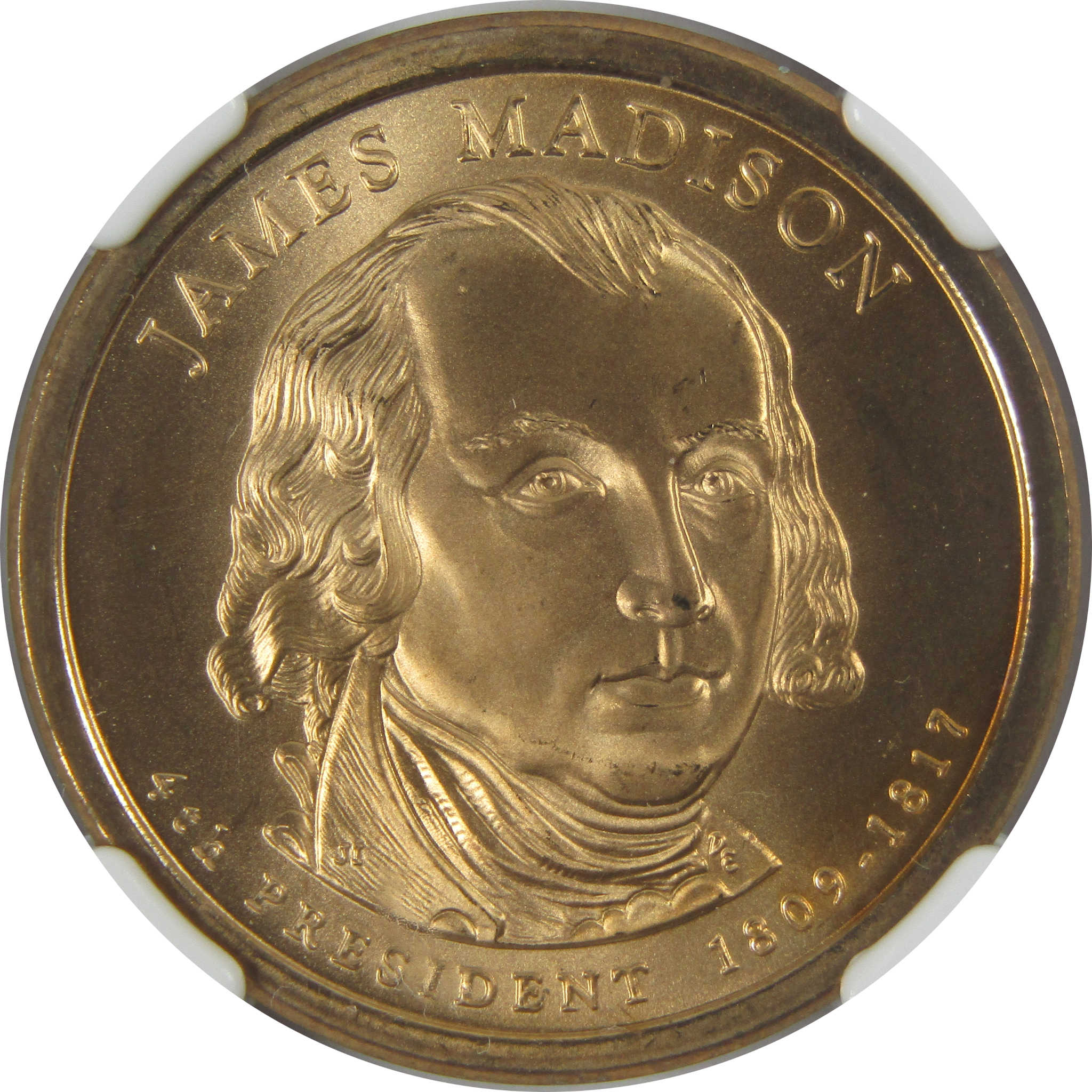 2007 James Madison Presidential MS 67 NGC $1 Missing Edge Lettering