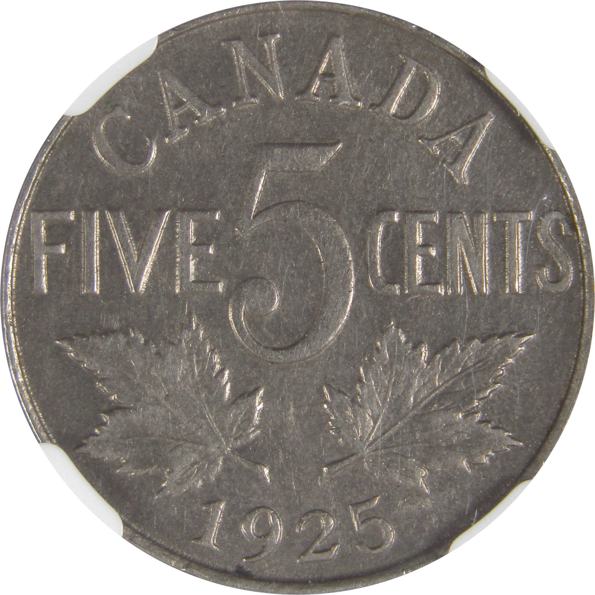 1925 George V Five Cent Piece AU 55 NGC Nickel 5c Coin SKU:CPC0232