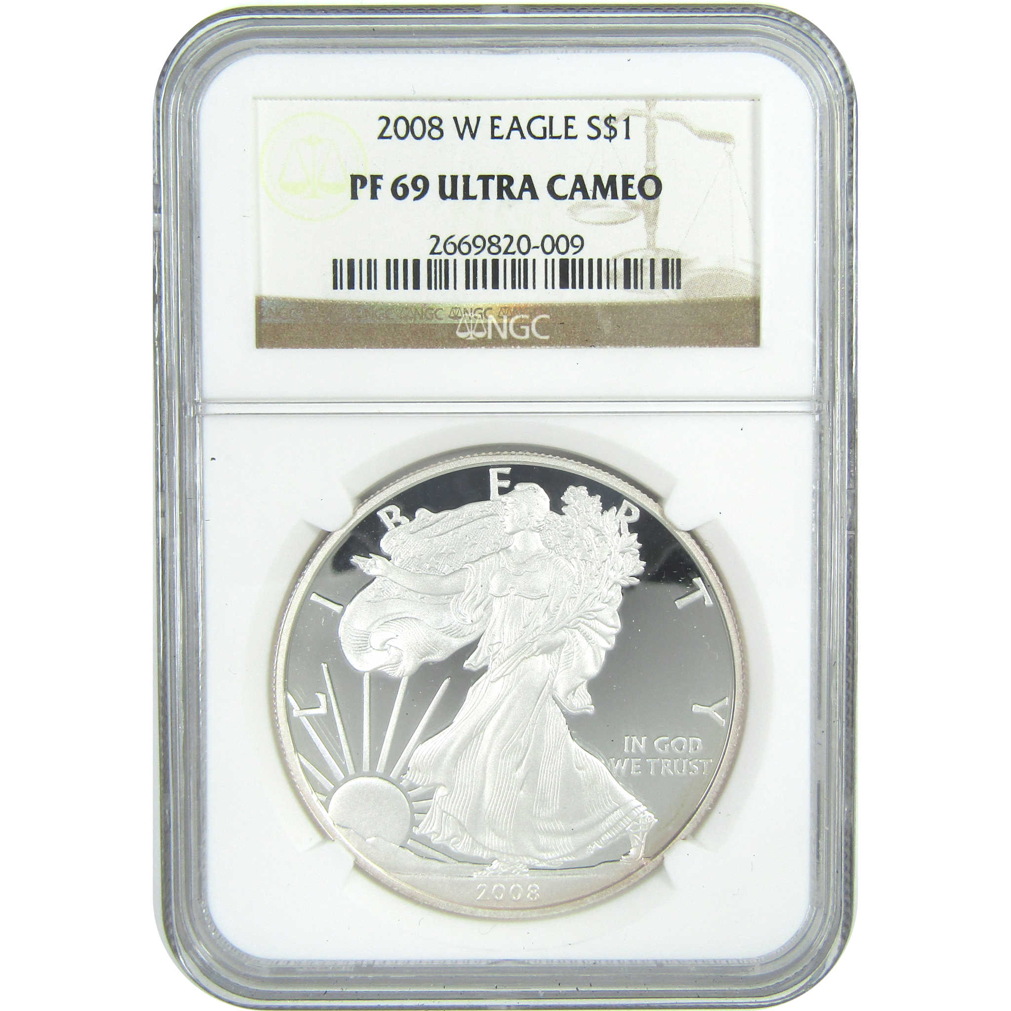 2008 W American Silver Eagle PF 69 UCAM NGC Proof $1 SKU:CPC9562