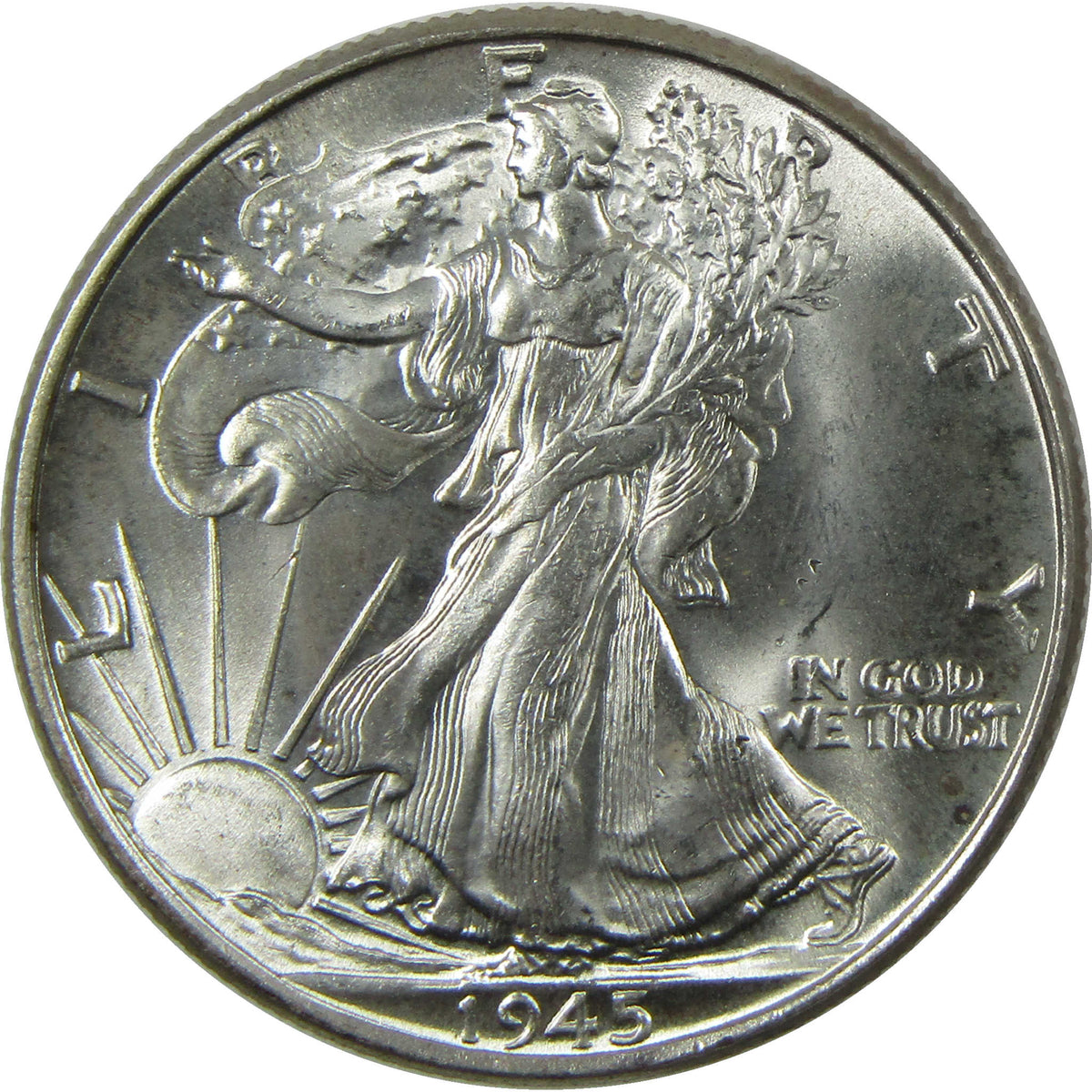 1945 Liberty Walking Silver Half Dollar BU Choice Uncirculated Coin