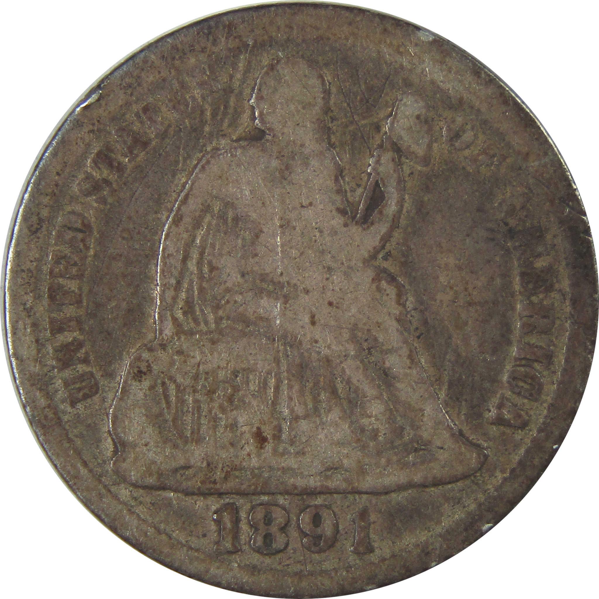 1891 O Seated Liberty Silver Dime AG About Good 10c Coin SKU:I24002