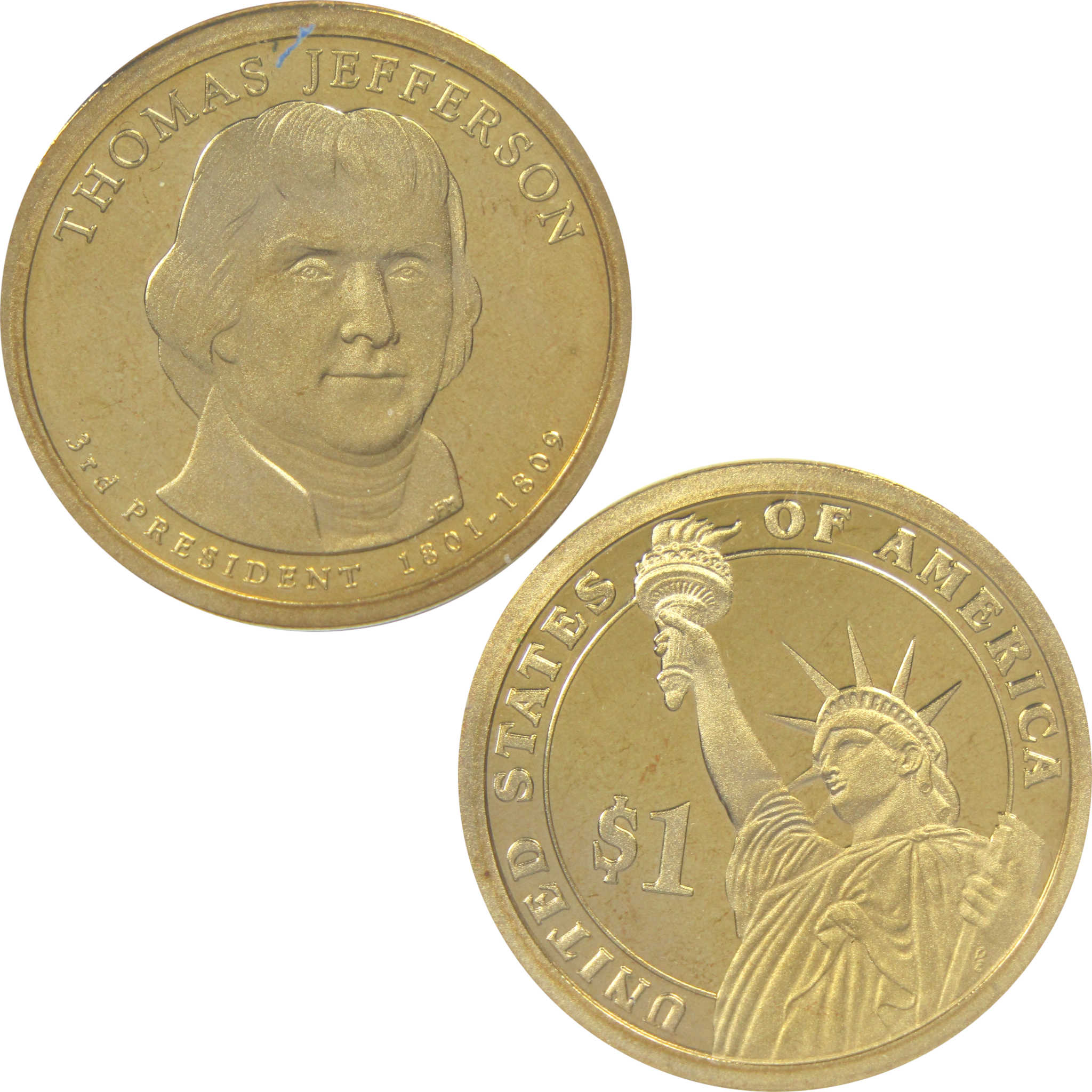 2007 S Thomas Jefferson Presidential Dollar Signature Set SKU:CPC9049