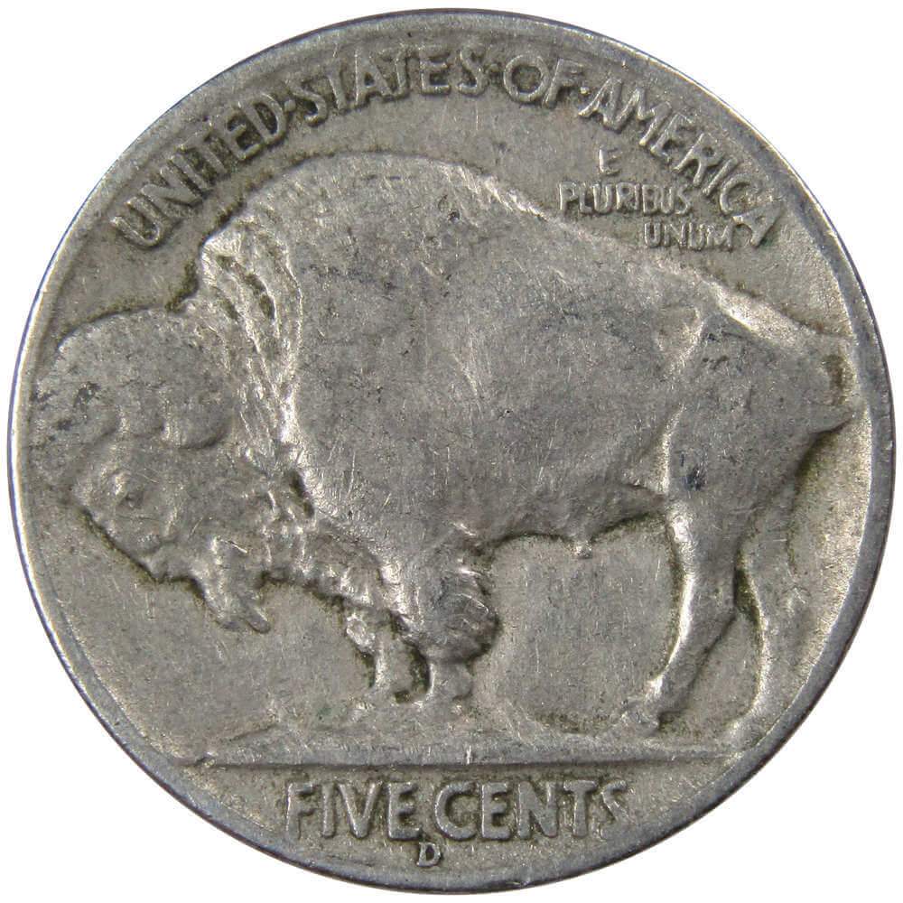 1937 D Indian Head Buffalo Nickel F Fine 5c Coin Collectible