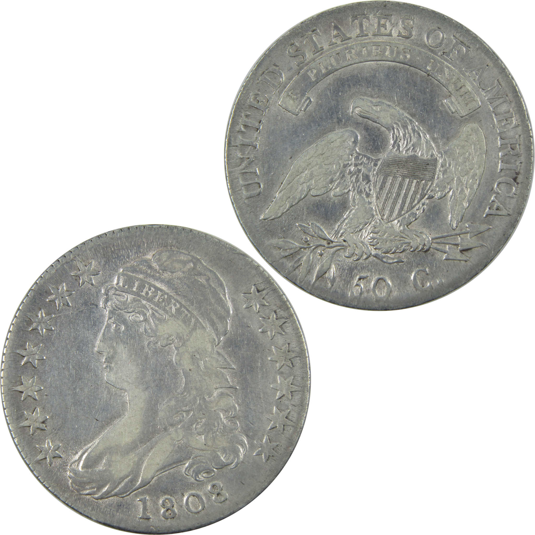 1808 Capped Bust Half Dollar VF Very Fine Silver 50c Coin SKU:I14425