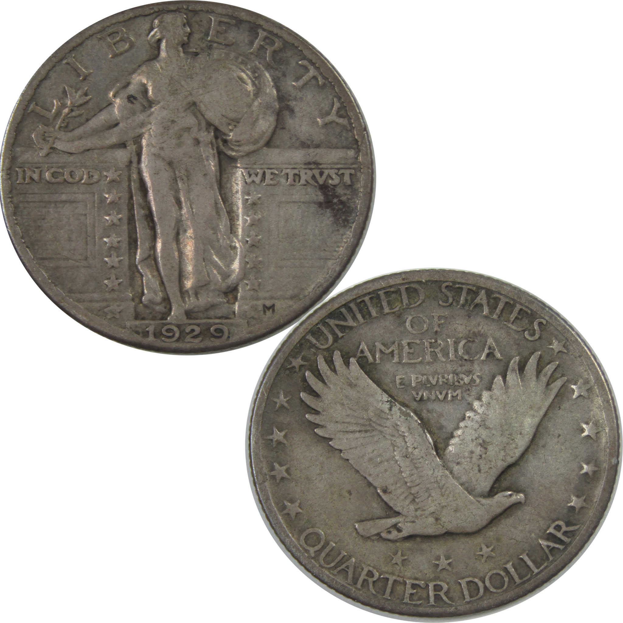 1929 Standing Liberty Quarter F Fine Silver 25c Coin SKU:I15488