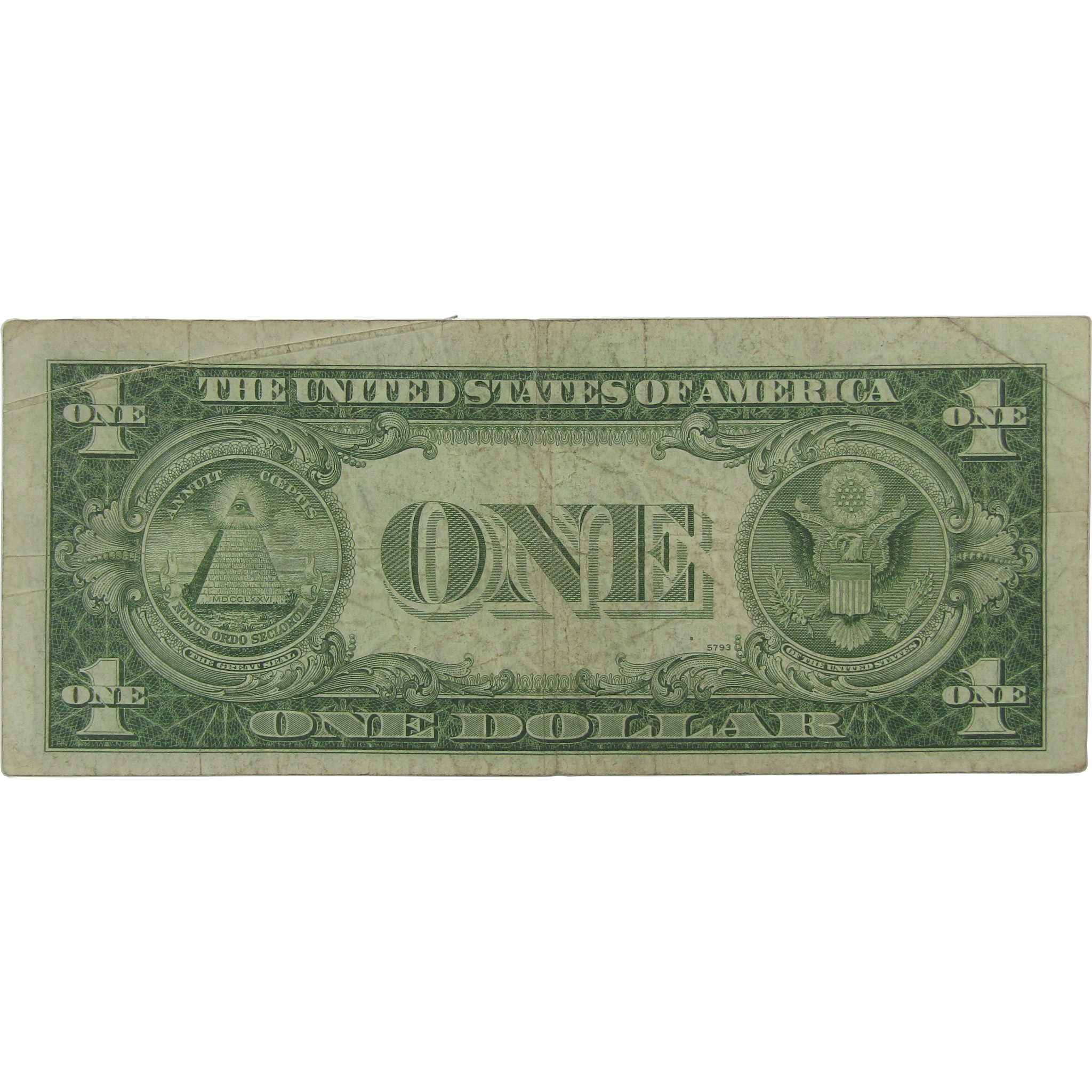1935 E $1 Small Size Silver Certificate Note F Fine Gutter Fold
