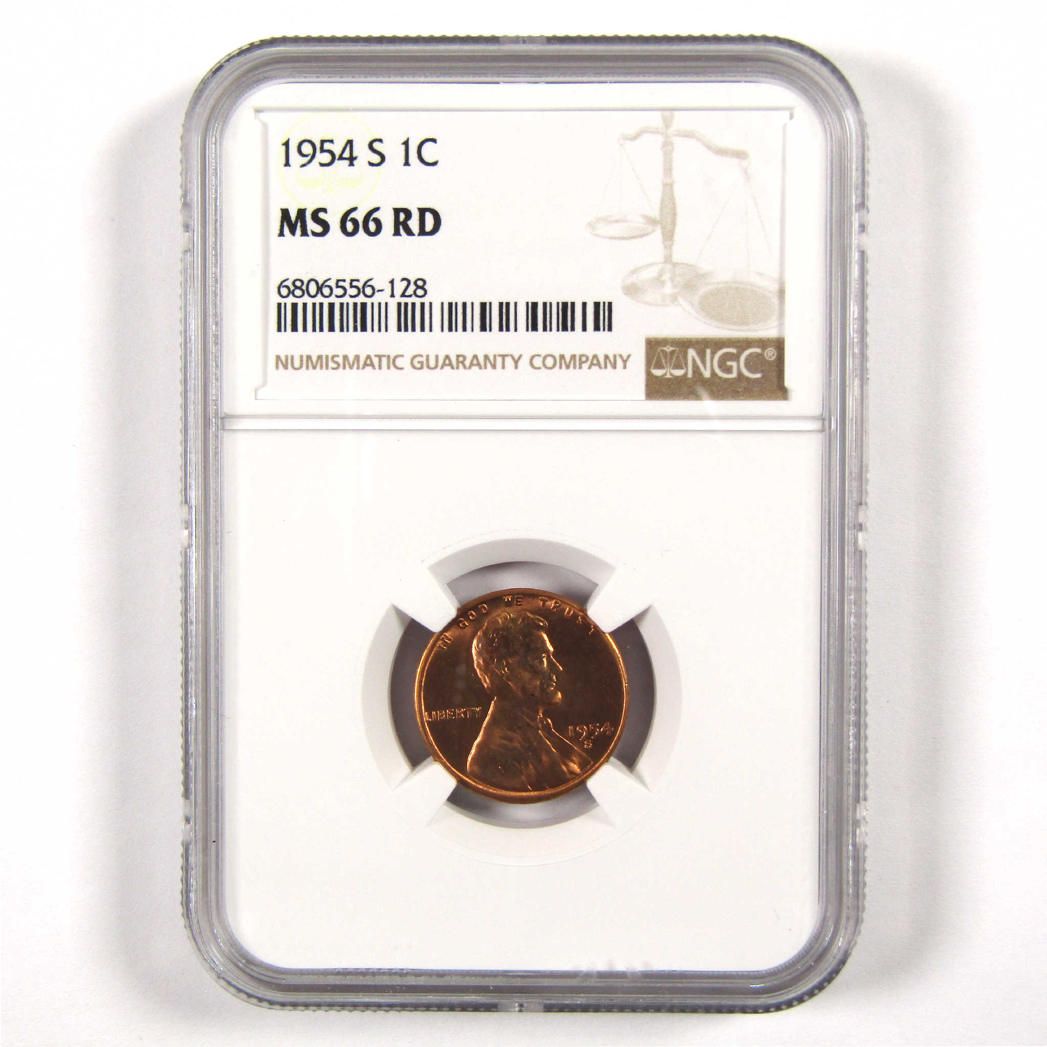 1954 S Lincoln Wheat Cent MS 66 RD NGC Penny 1c Unc SKU:I11573