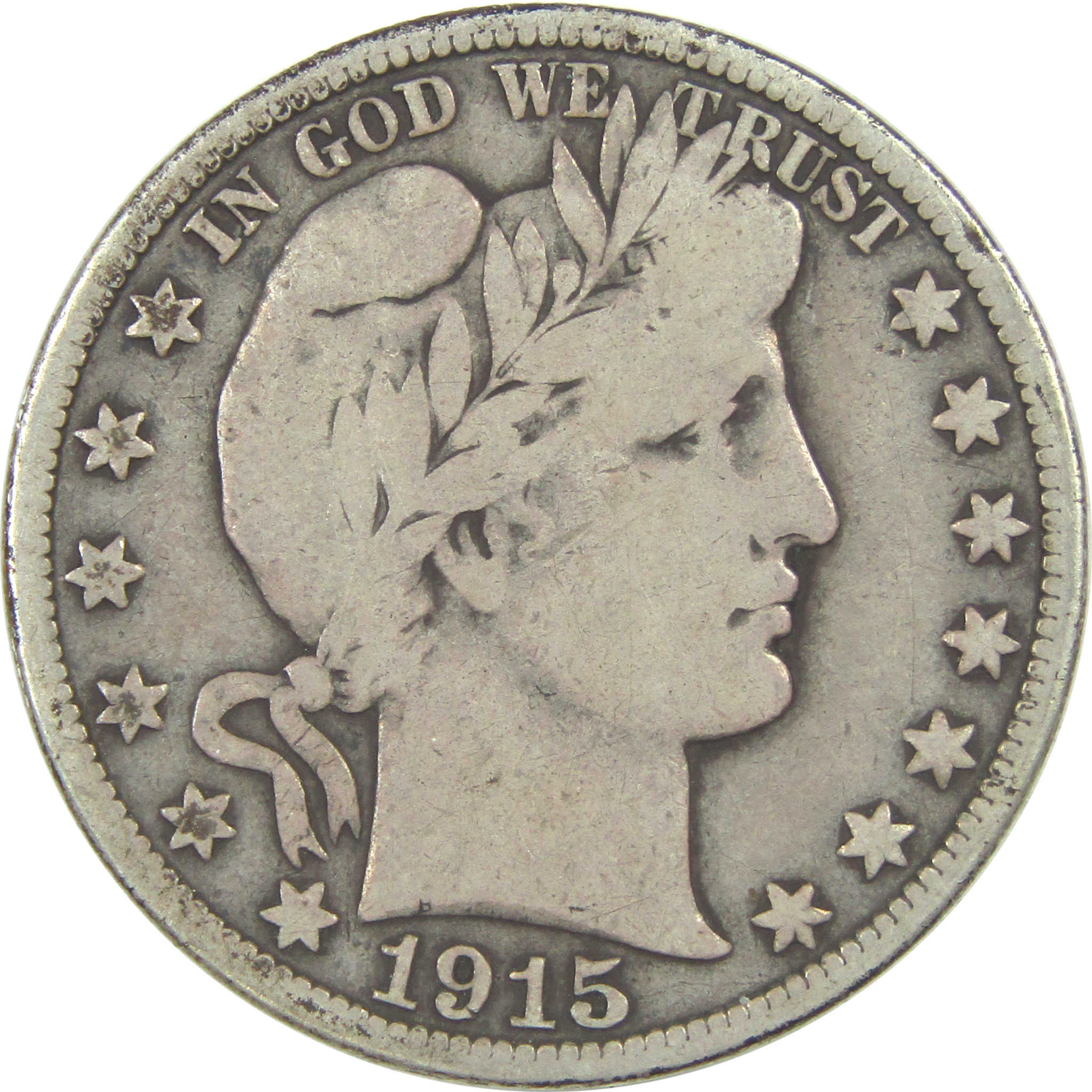 1915 S Barber Half Dollar VG Very Good Silver 50c Coin SKU:I15583