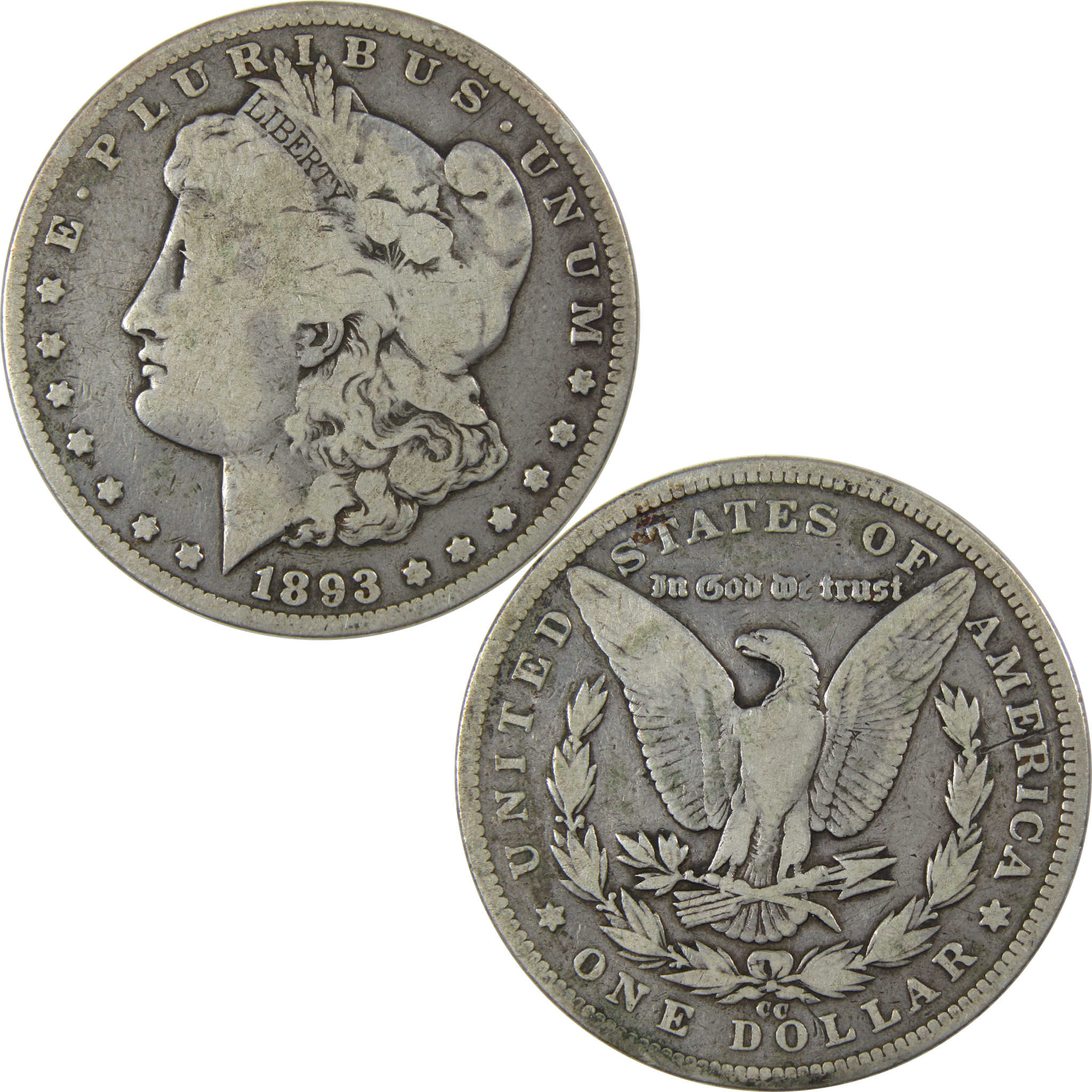 1893 CC Morgan Dollar VG Very Good Silver $1 Coin SKU:I23926 - Morgan coin - Morgan silver dollar - Morgan silver dollar for sale - Profile Coins &amp; Collectibles