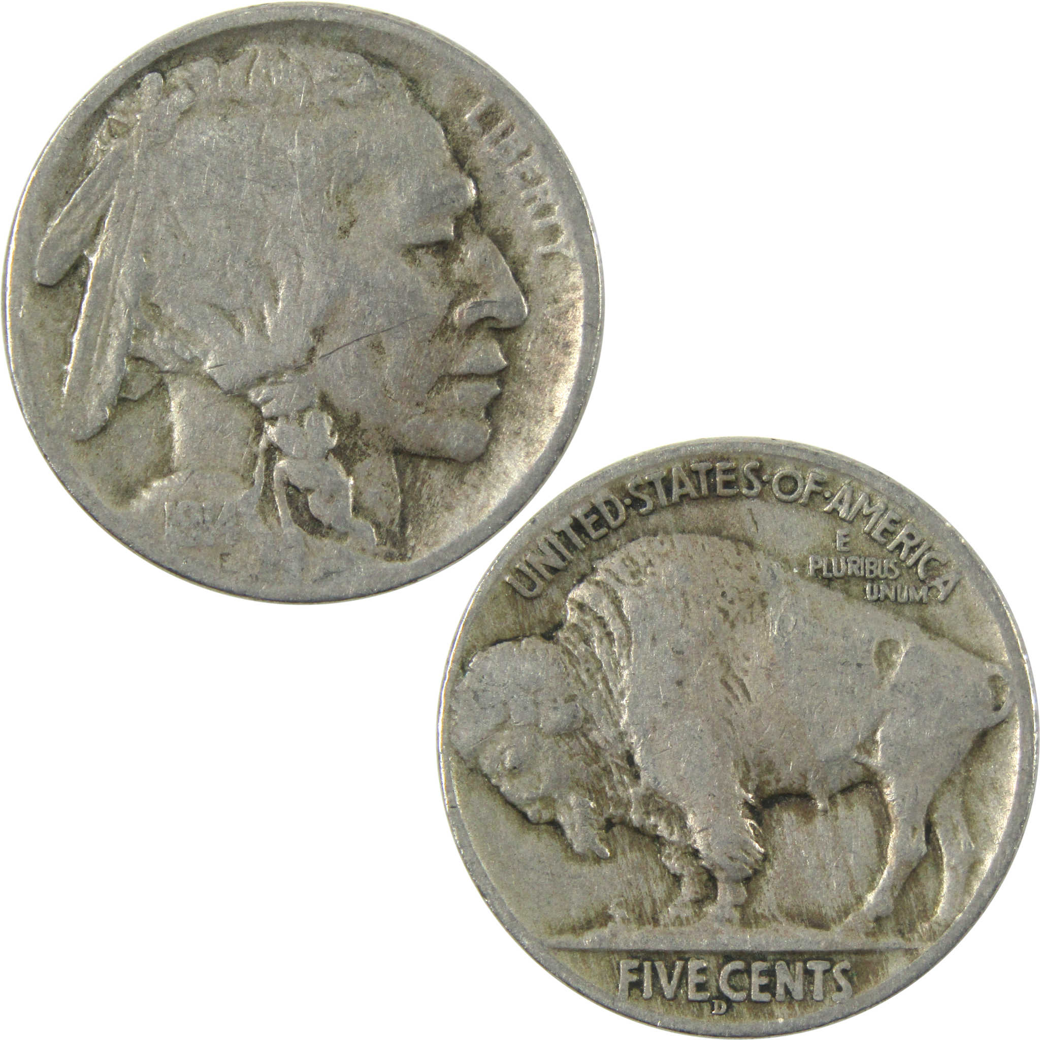 1914 D Indian Head Buffalo Nickel Fine Details 5c Coin SKU:CPC4828