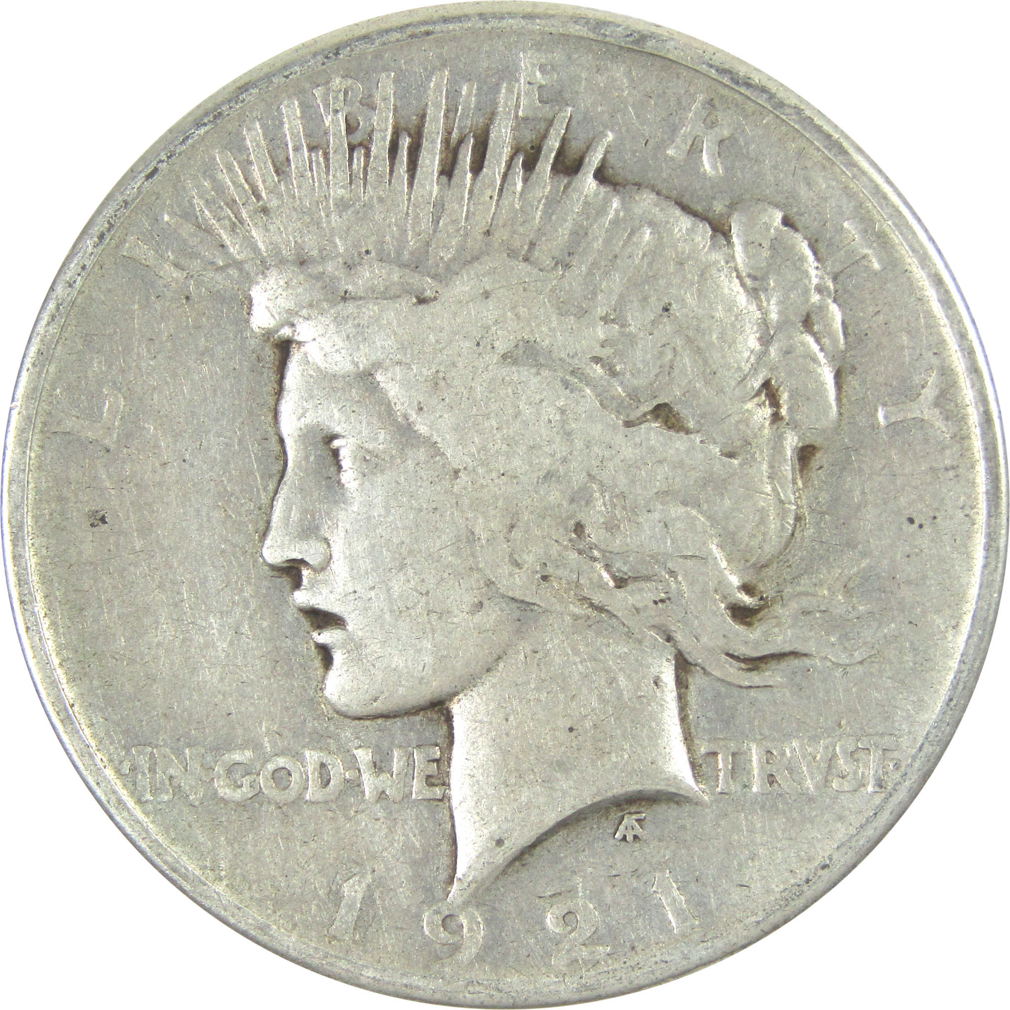 1921 High Relief Peace Dollar VG Very Good Silver $1 Coin SKU:I16510