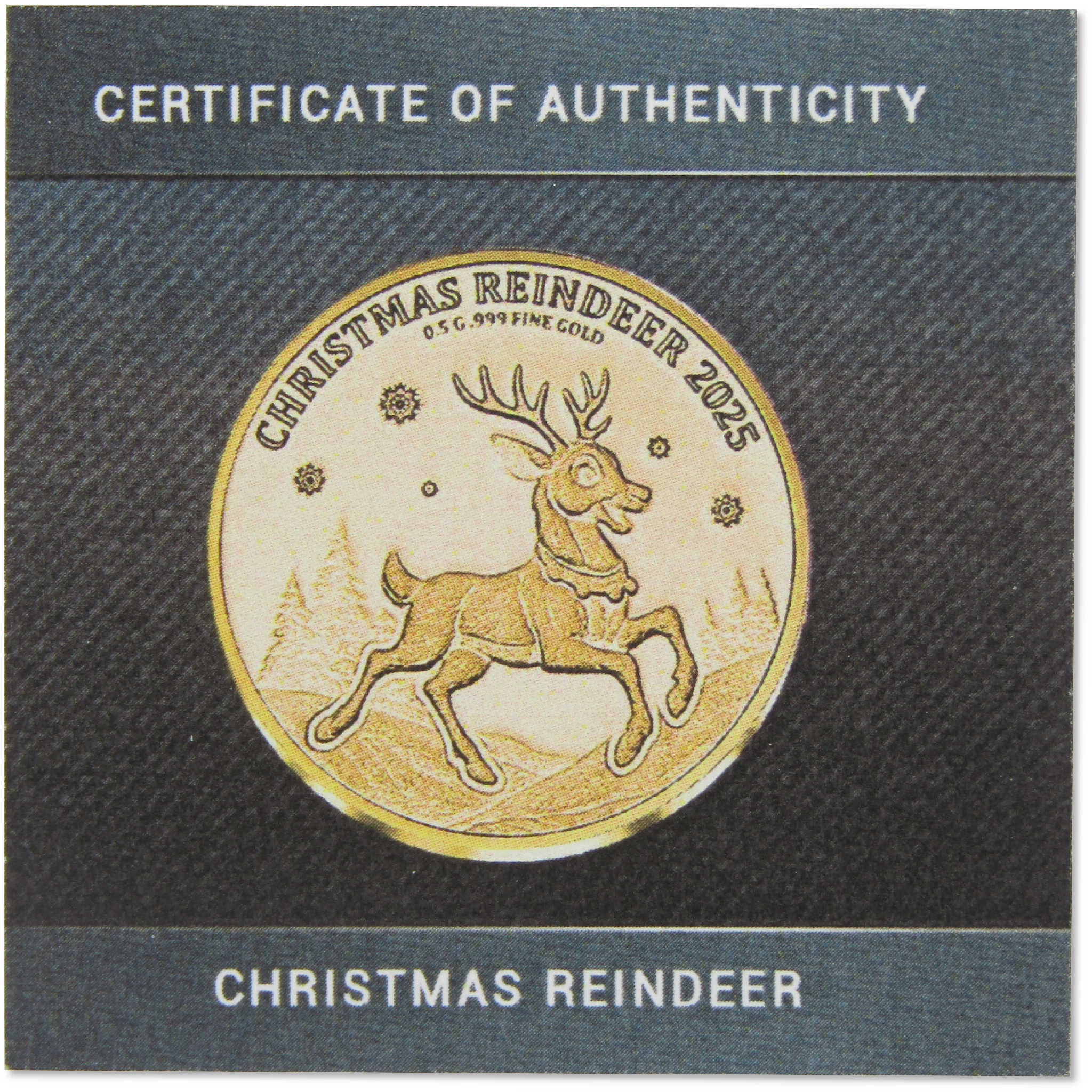 Christmas Reindeer 100 Franc CFA 1/2 g Gold Proof 2025 Congo COA