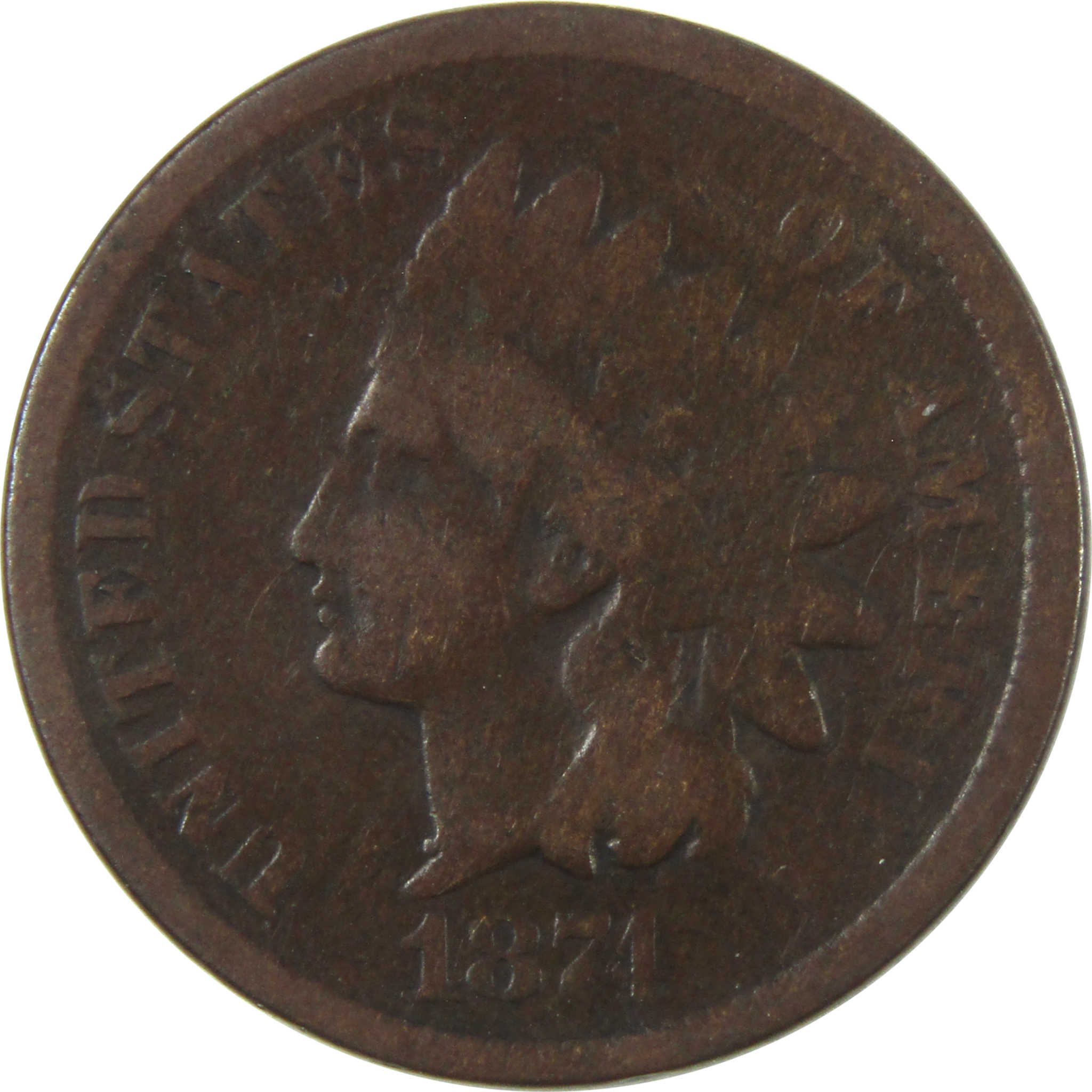 1874 Indian Head Cent G Good Penny 1c Coin SKU:I14743