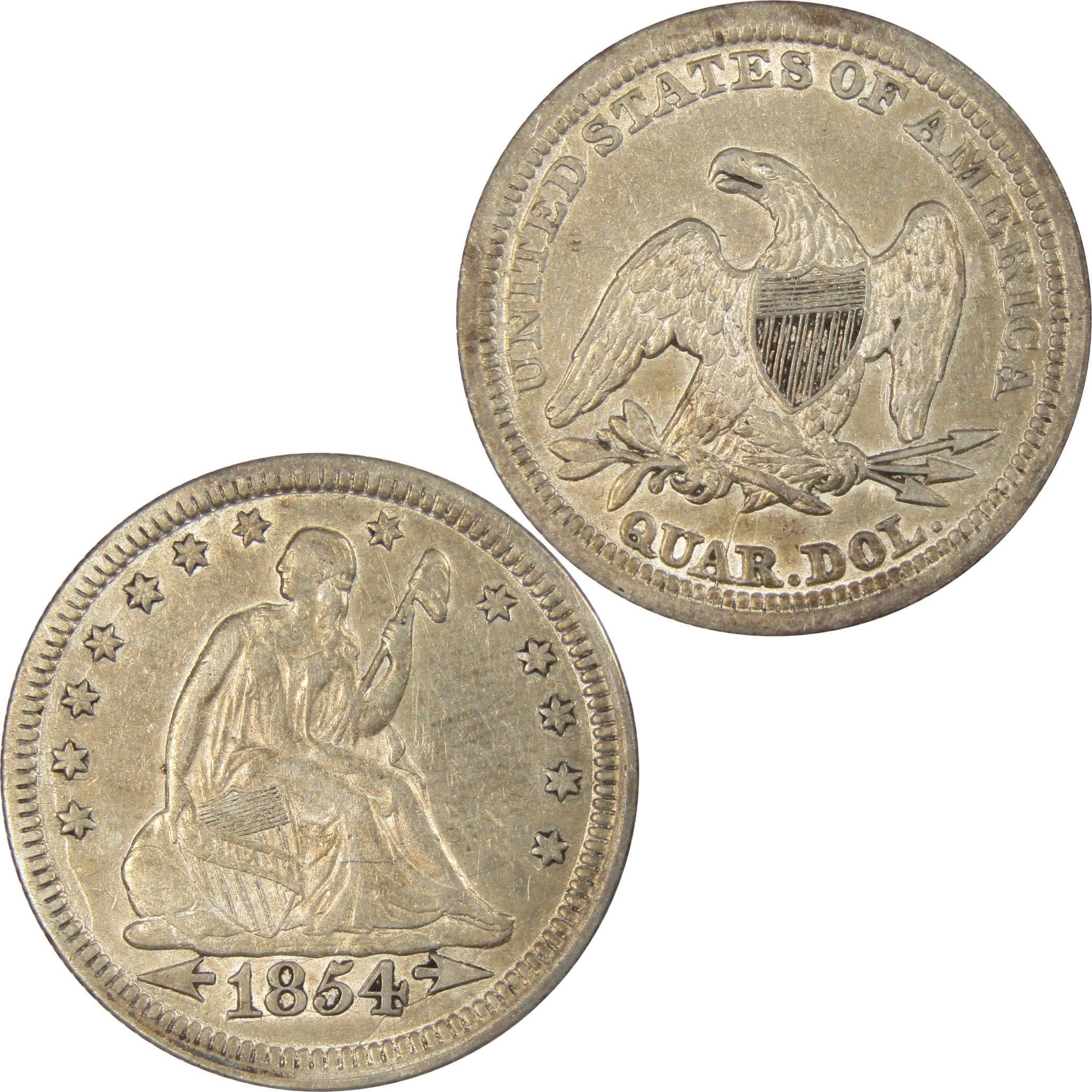 1854 Seated Liberty Quarter AU About Uncirculated Details SKU:IPC6270