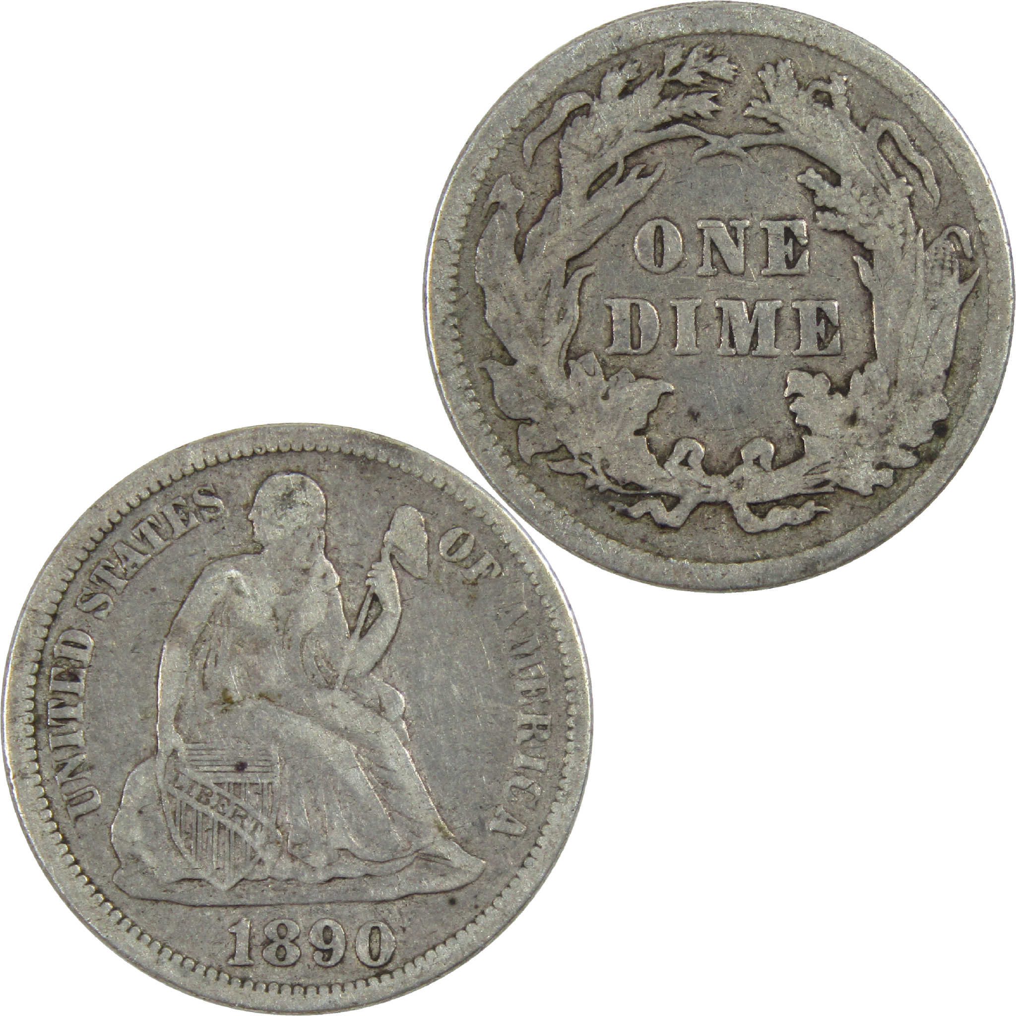 1890 Seated Liberty Dime F Fine Silver 10c Coin SKU:I12263