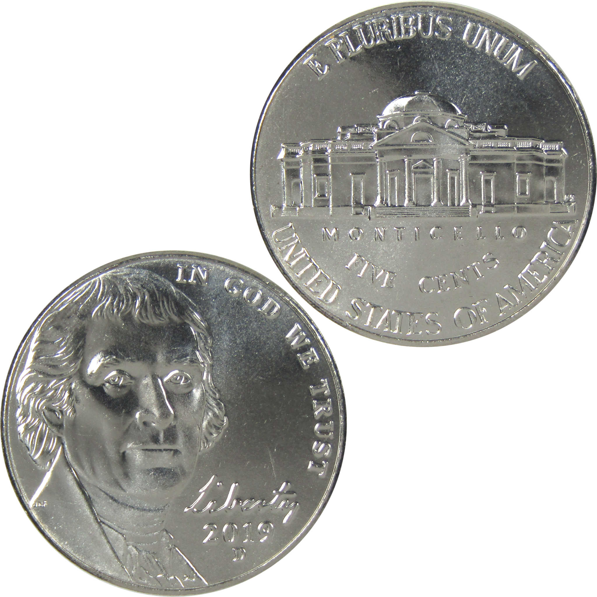 2019 D Jefferson Nickel Uncirculated 5c Coin