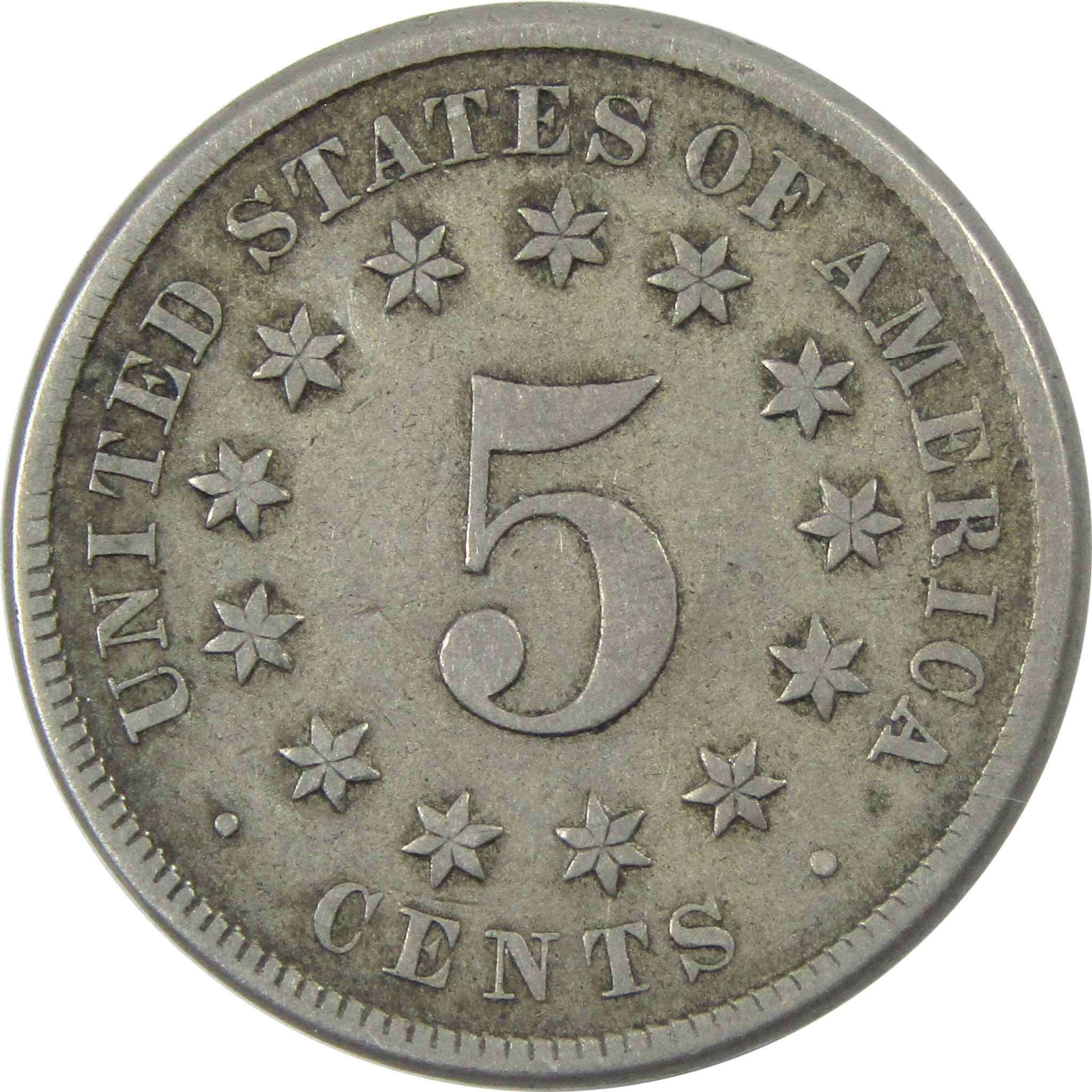 1870 Shield Nickel F Fine 5c Coin SKU:I13976