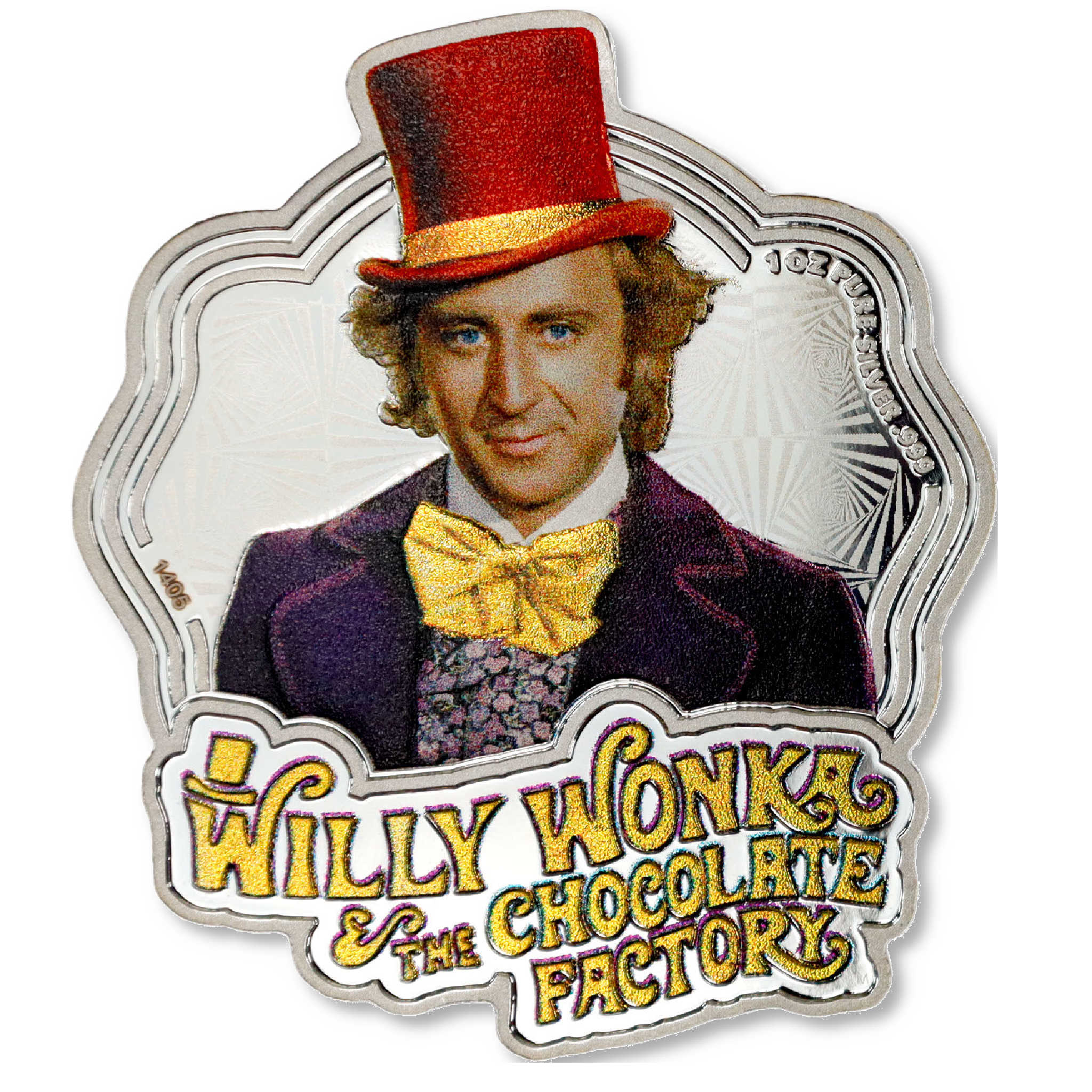 Willy Wonka Shaped 1 oz .999 Silver Proof $5 Coin 2024 Samoa COA