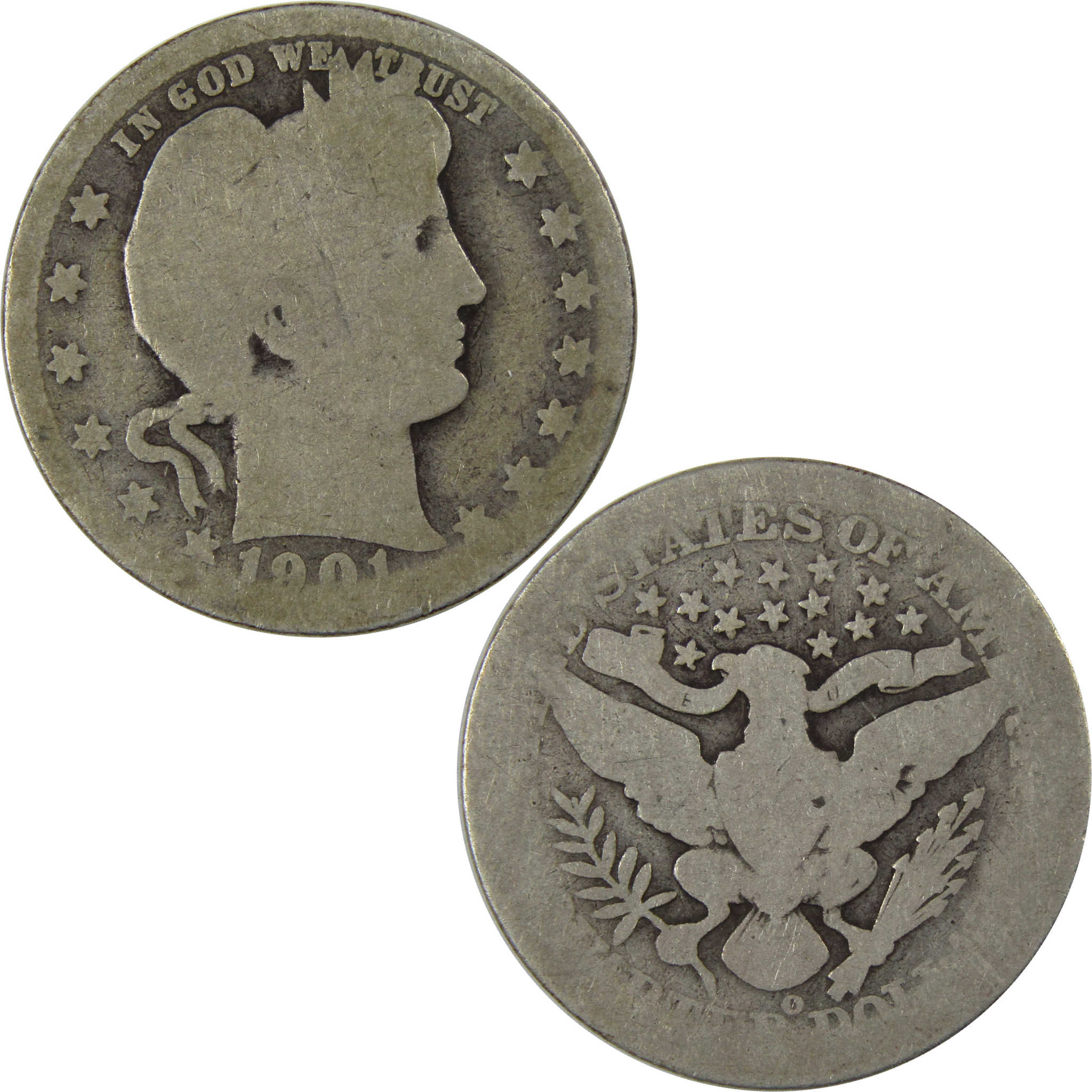 1901 O Barber Quarter AG About Good Silver 25c Coin SKU:I23717