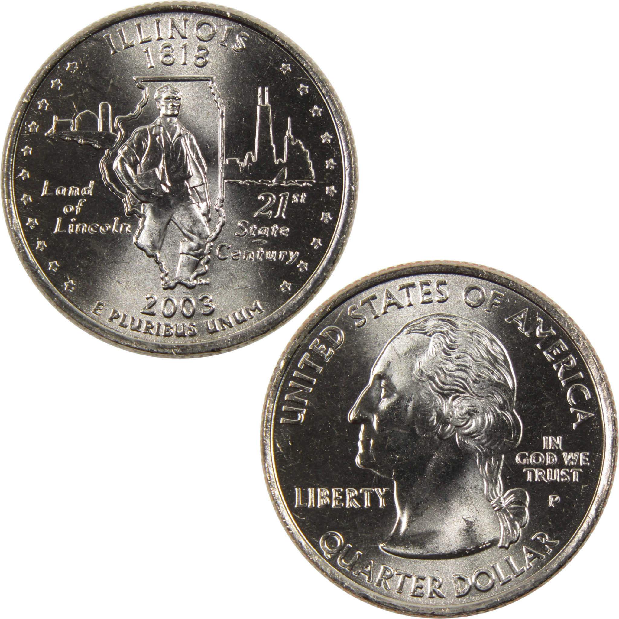 2003 P Illinois State Quarter BU Uncirculated Clad 25c Coin