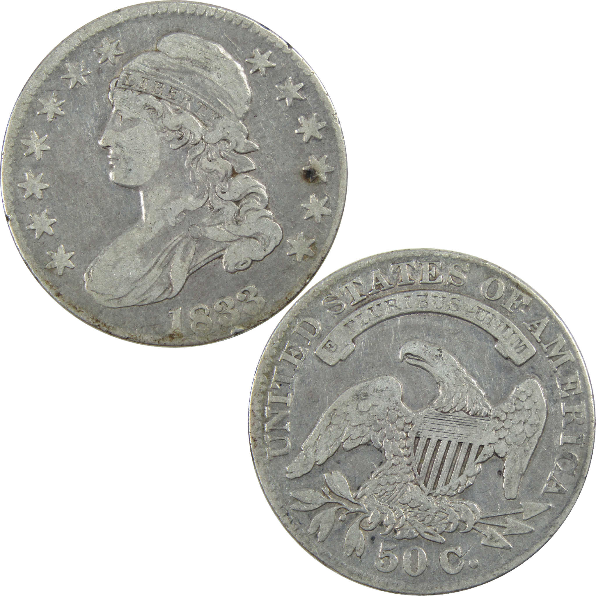 1833 Capped Bust Half Dollar AG About Good Silver 50c Coin SKU:I11745