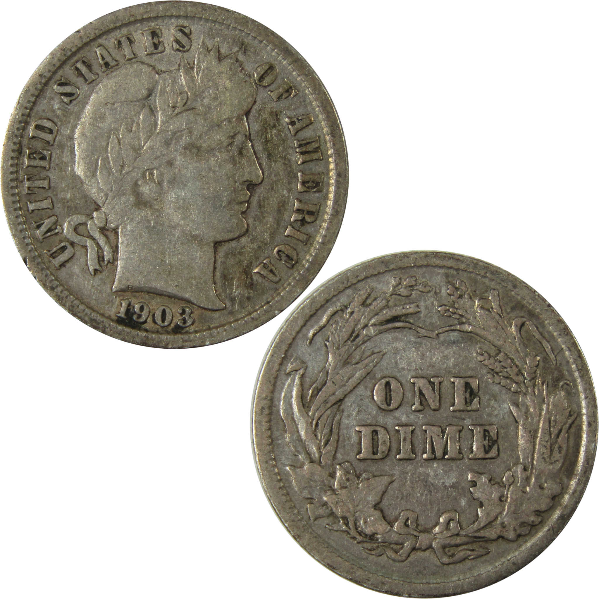 1903 Barber Silver Dime F Fine 10c Coin Collectible SKU:CP978
